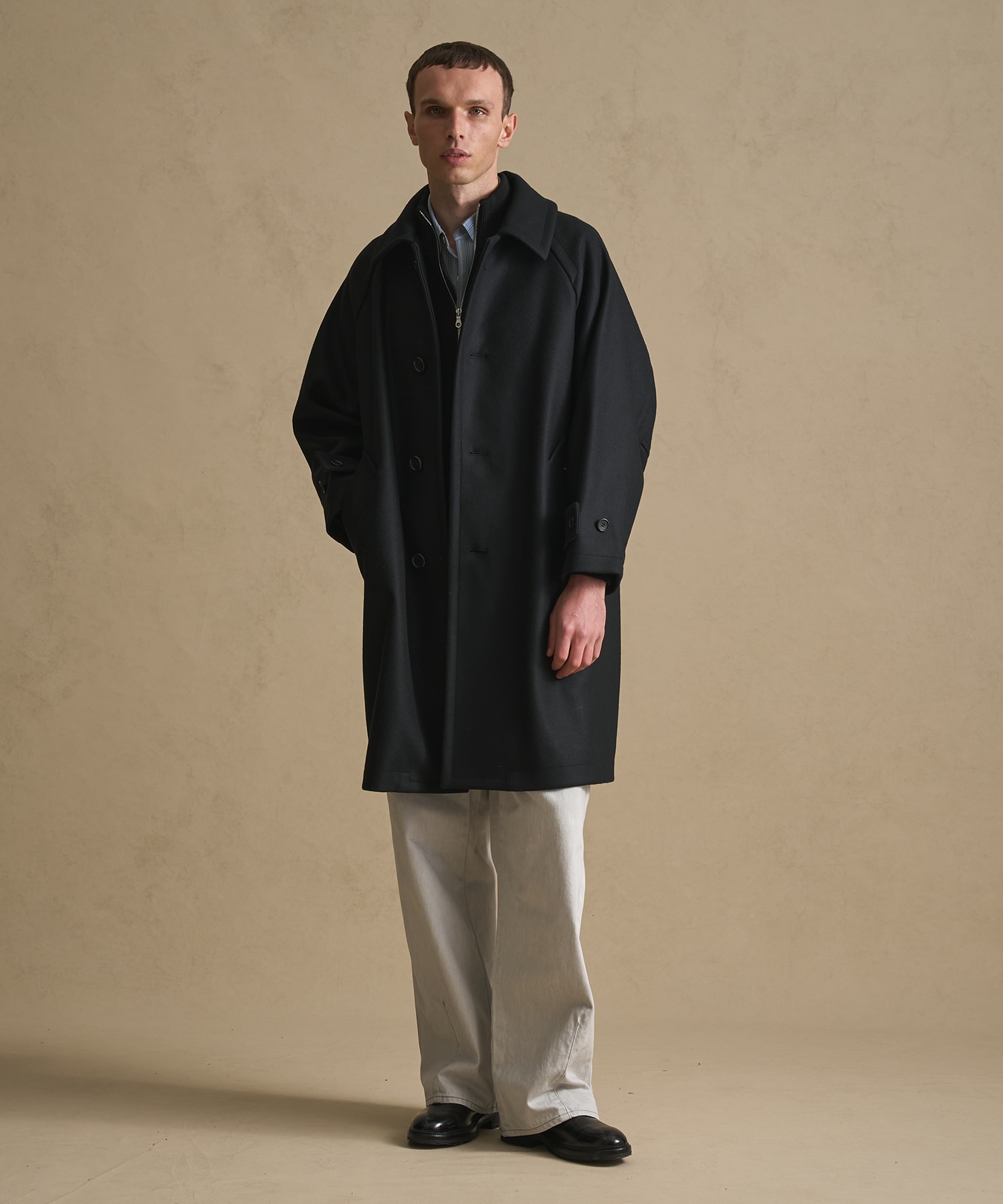 Super140s メルトンオーバーサイズバルカラーコート