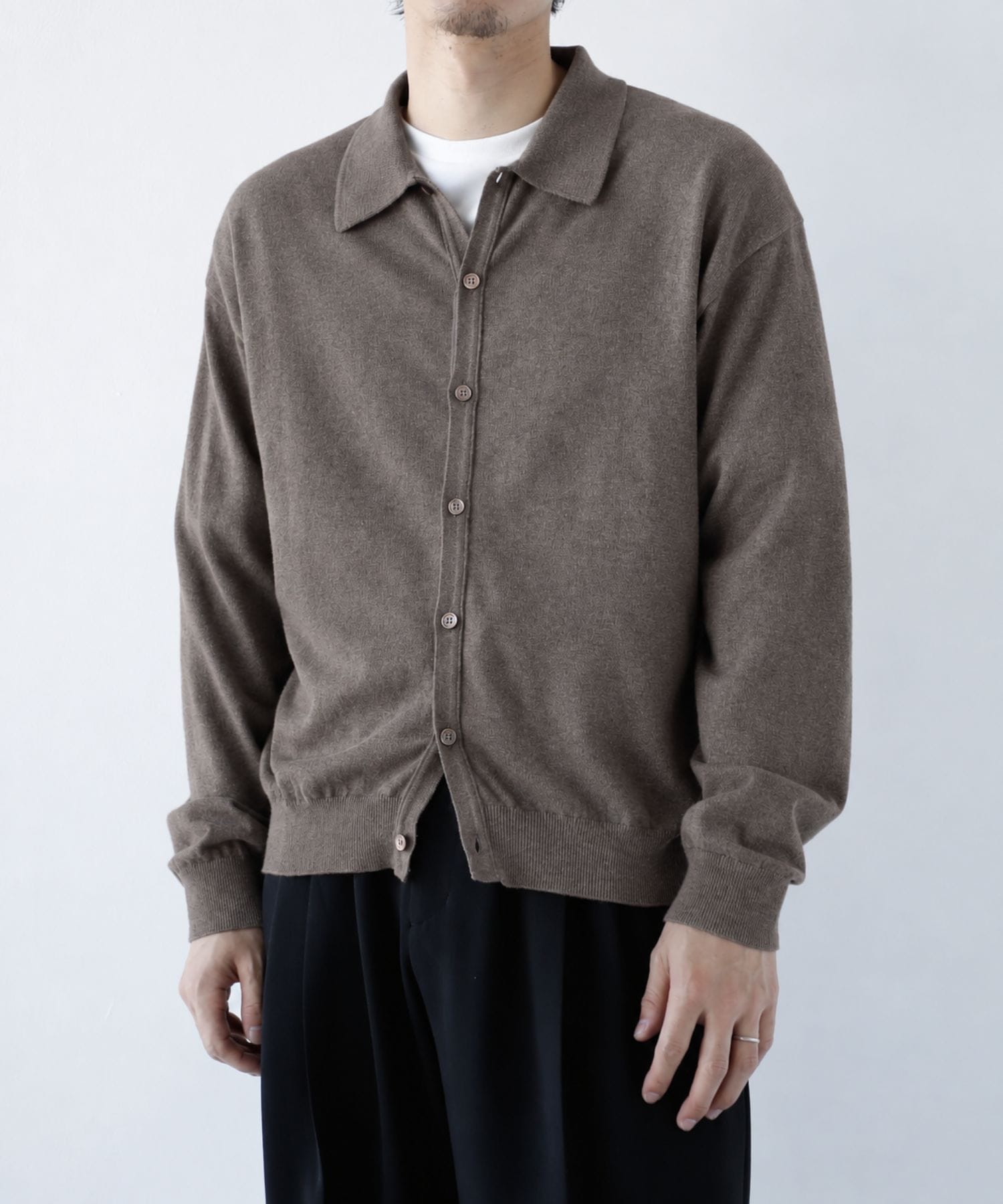 コットンカシミヤニットシャツ