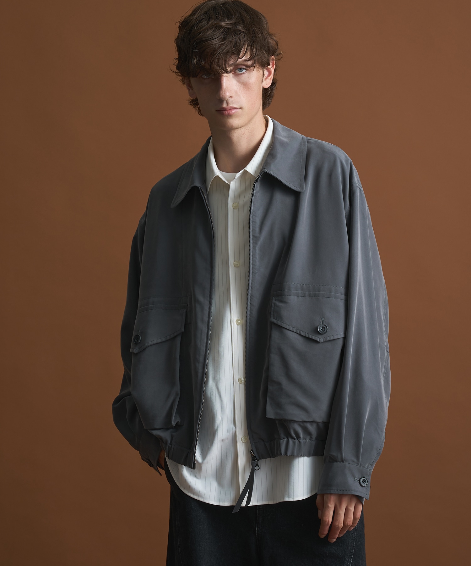 PUBLIC TOKYO フィブリルレーヨンライトブルゾン 01 フィブリルレーヨンライトブルゾン(1 DARK GREY): : メンズ｜PUBLIC