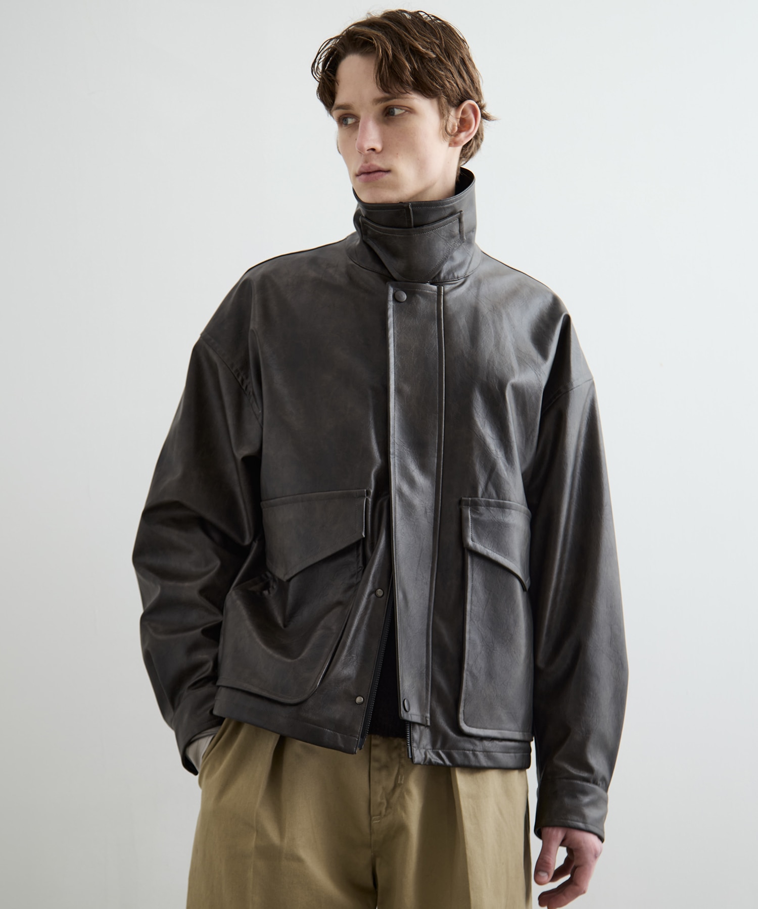 ヴィンテージフェイクレザーブルゾン(1 BLACK): : メンズ｜PUBLIC