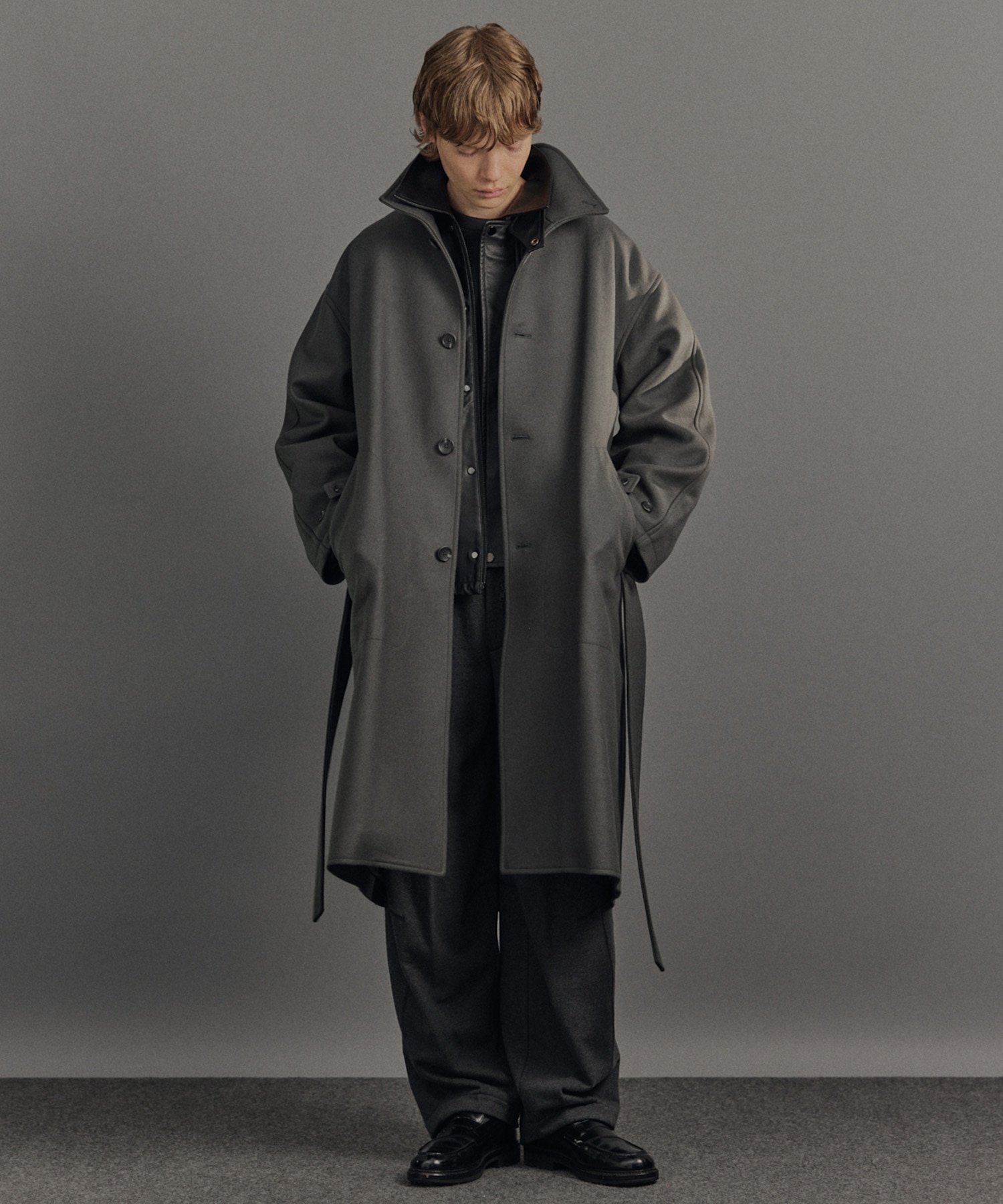 PUBLIC TOKYO S140 メルトン オーバーサイズスタンド Super140sメルトンオーバーサイズスタンド(1 DARK GREY): : メンズ