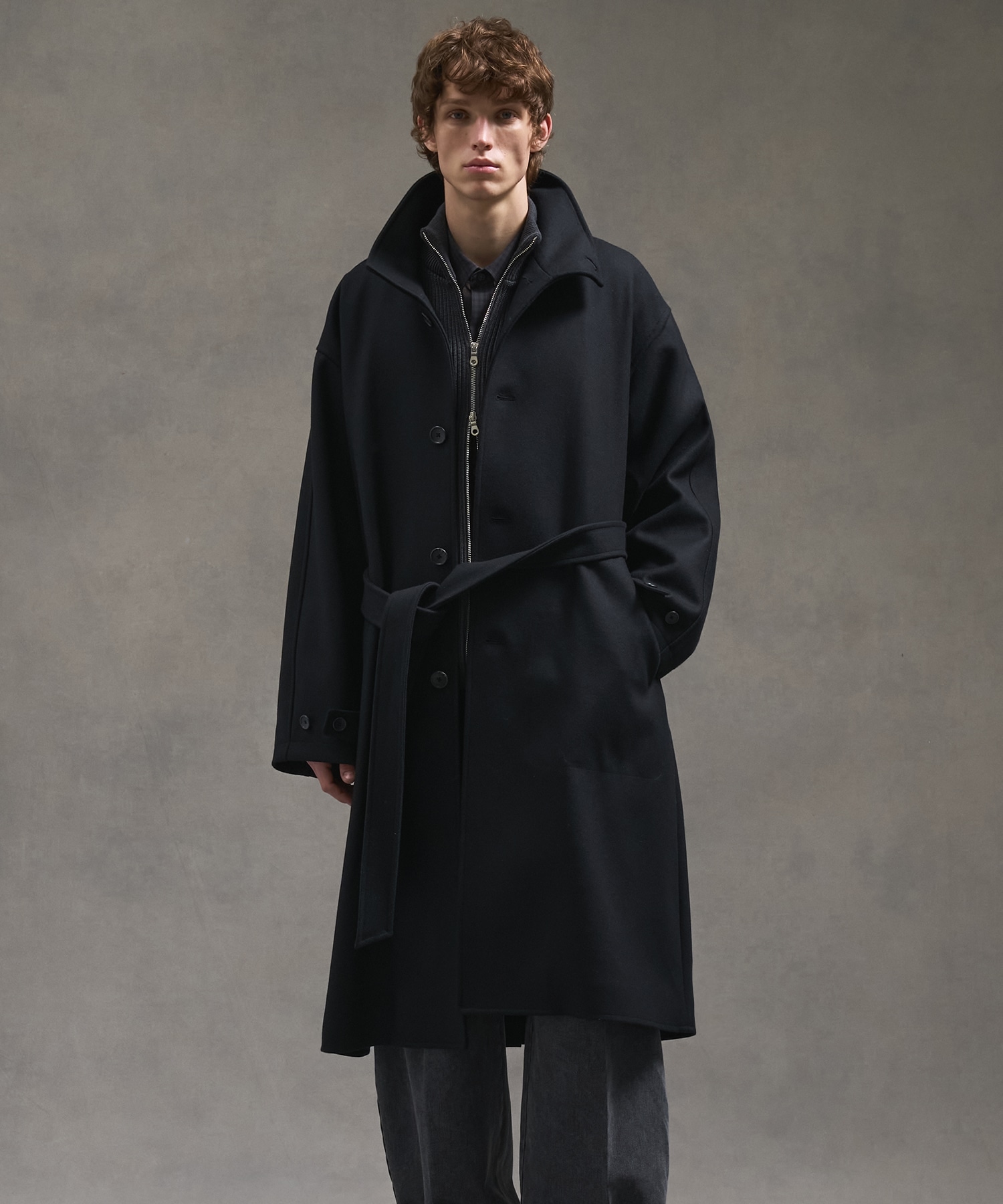 パブリックトウキョウ メルトンオーバーサイズスタンドコート Super140sメルトンオーバーサイズスタンドコート(1 DARK GREY
