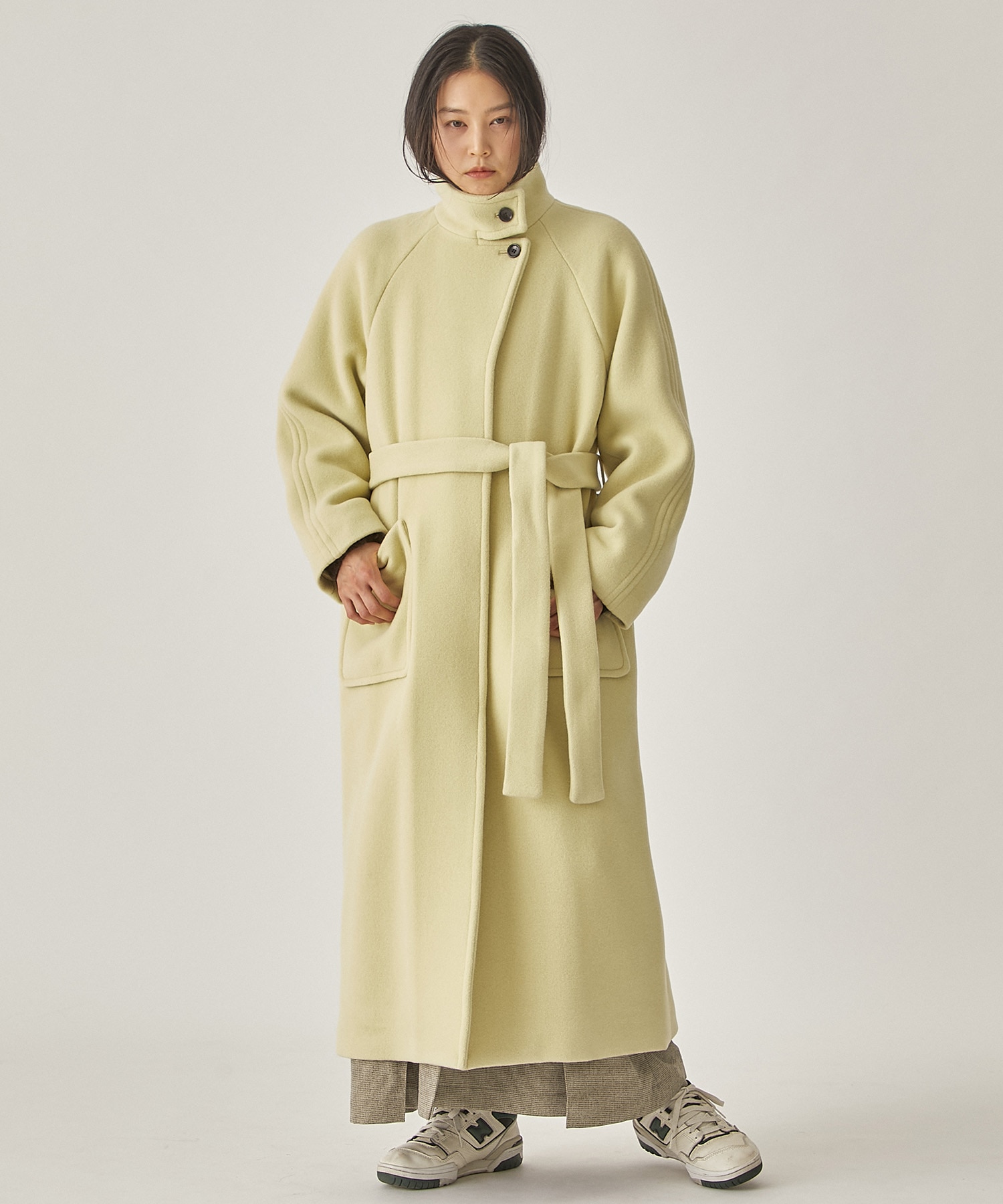 1 162551001066 COAT IVORY S140 S140ダブルベロアスタンドコート