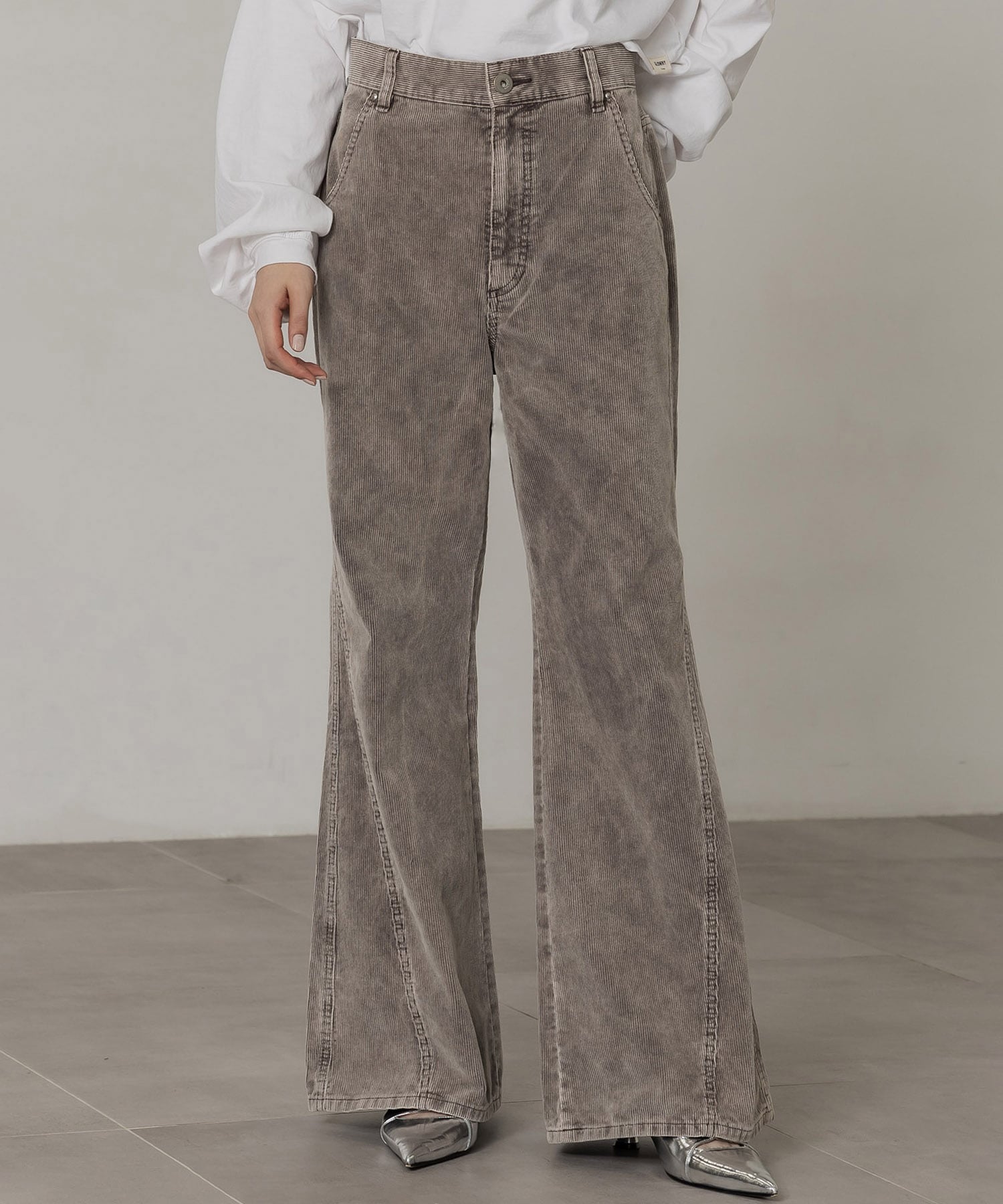 パンツ mumei.vtg 残り僅か】ケミカルコーデュロイフレアパンツ(1 BROWN): : ウィメンズ