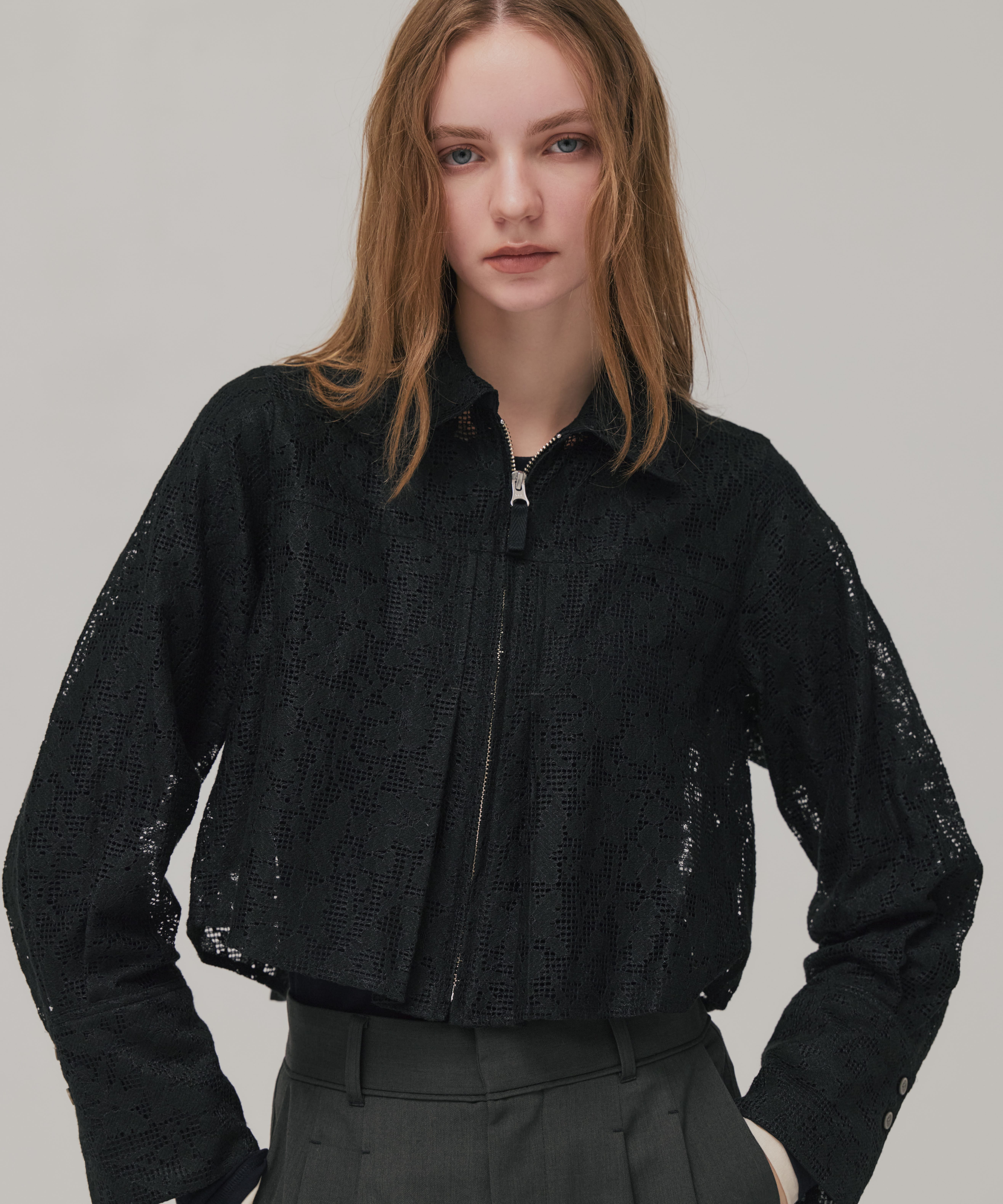 コットンレースフロントZIPシャツ(FREE WHITE): : ウィメンズ｜PUBLIC