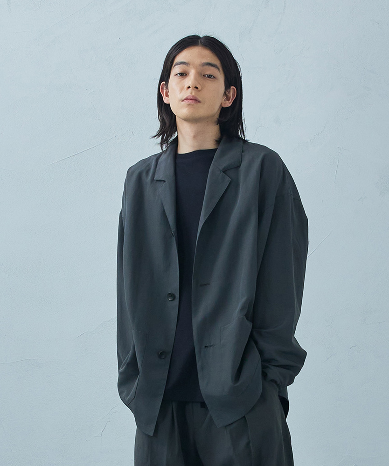 ポリリネンシャツジャケット 1 Dark Grey メンズ Public Tokyo Online Store