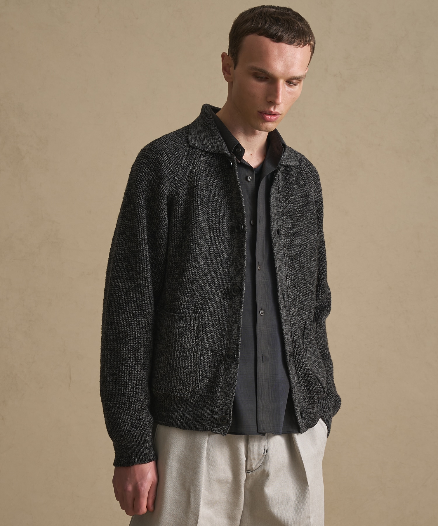 メランジポロカーディガン