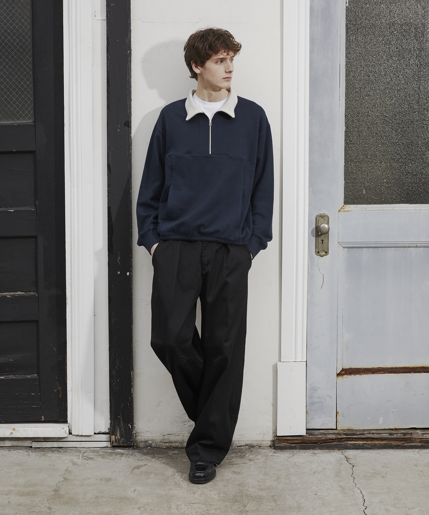 スタンドハーフジップスウェット