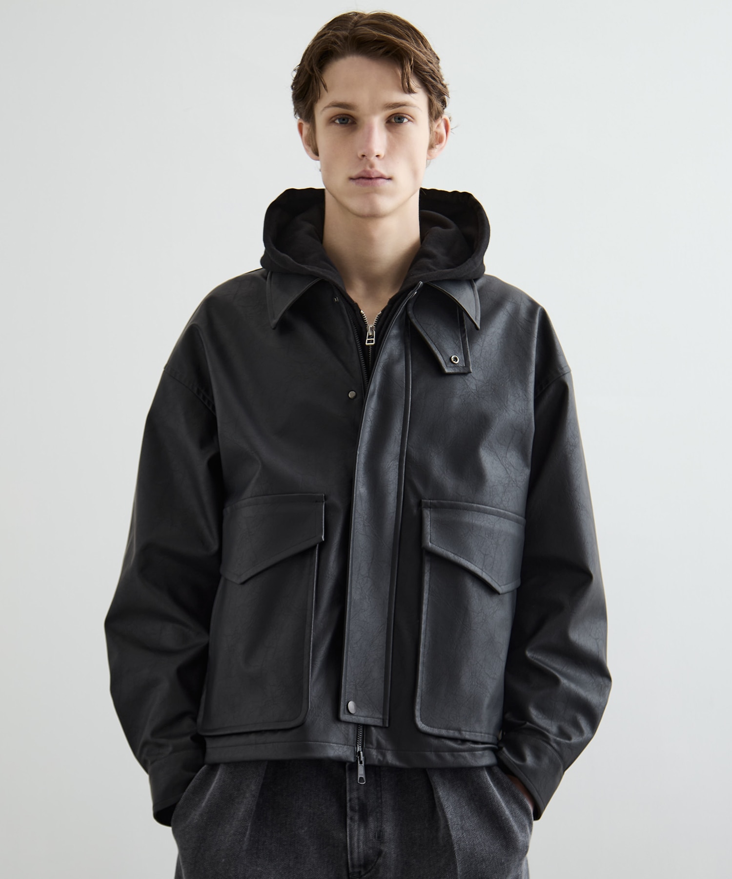 ヴィンテージフェイクレザーブルゾン(1 BLACK): : メンズ｜PUBLIC