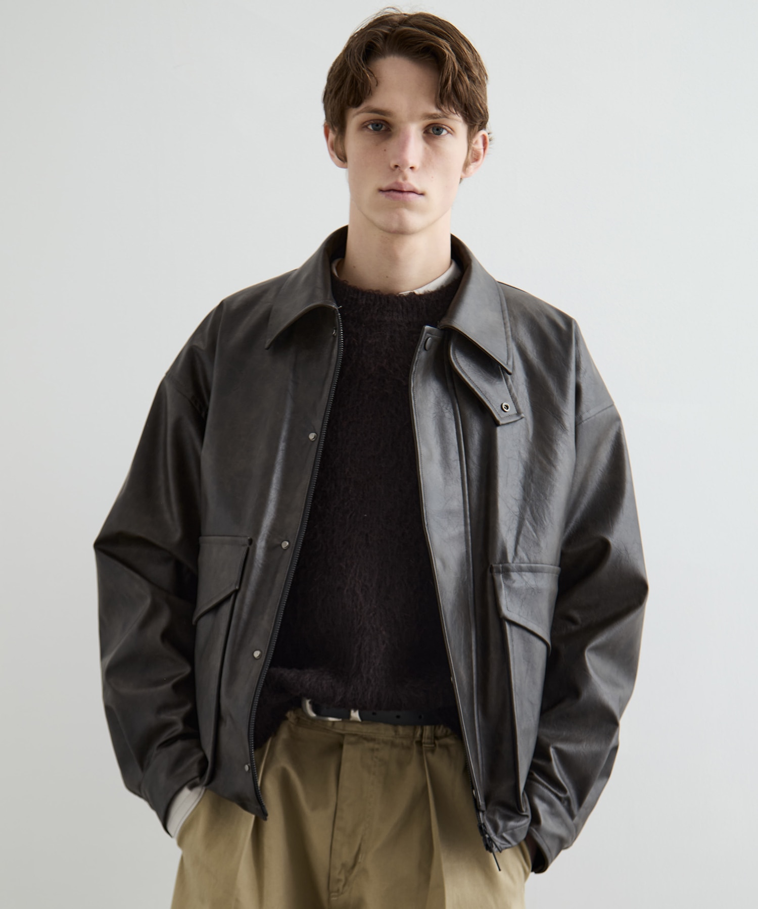 ヴィンテージフェイクレザーブルゾン