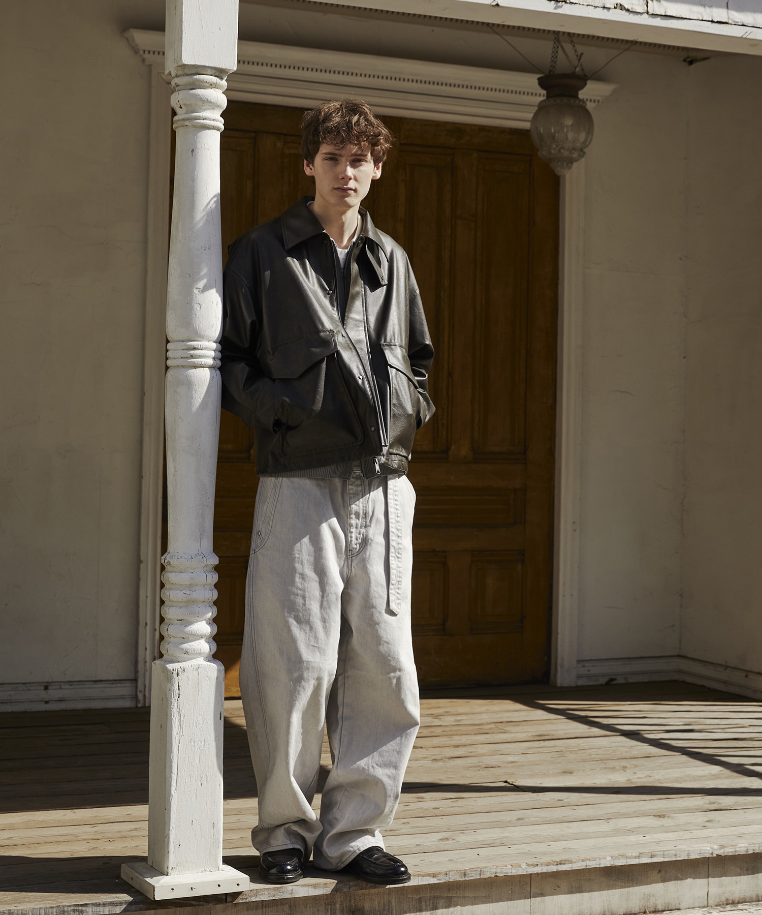 ヴィンテージフェイクレザーブルゾン