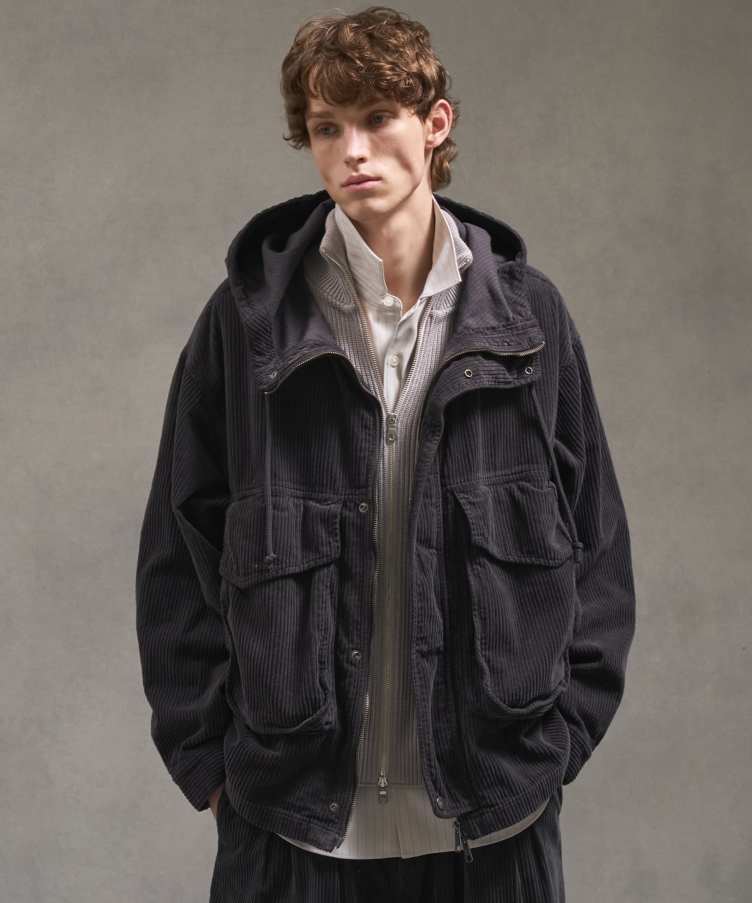 ガーメントダイコーデュロイフードブルゾン