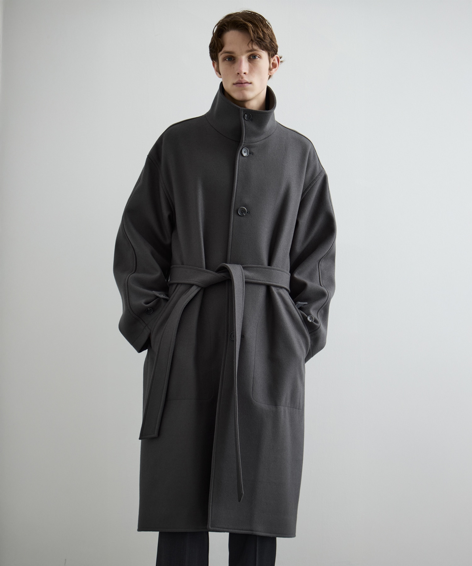 Super140sメルトンスタンドコート