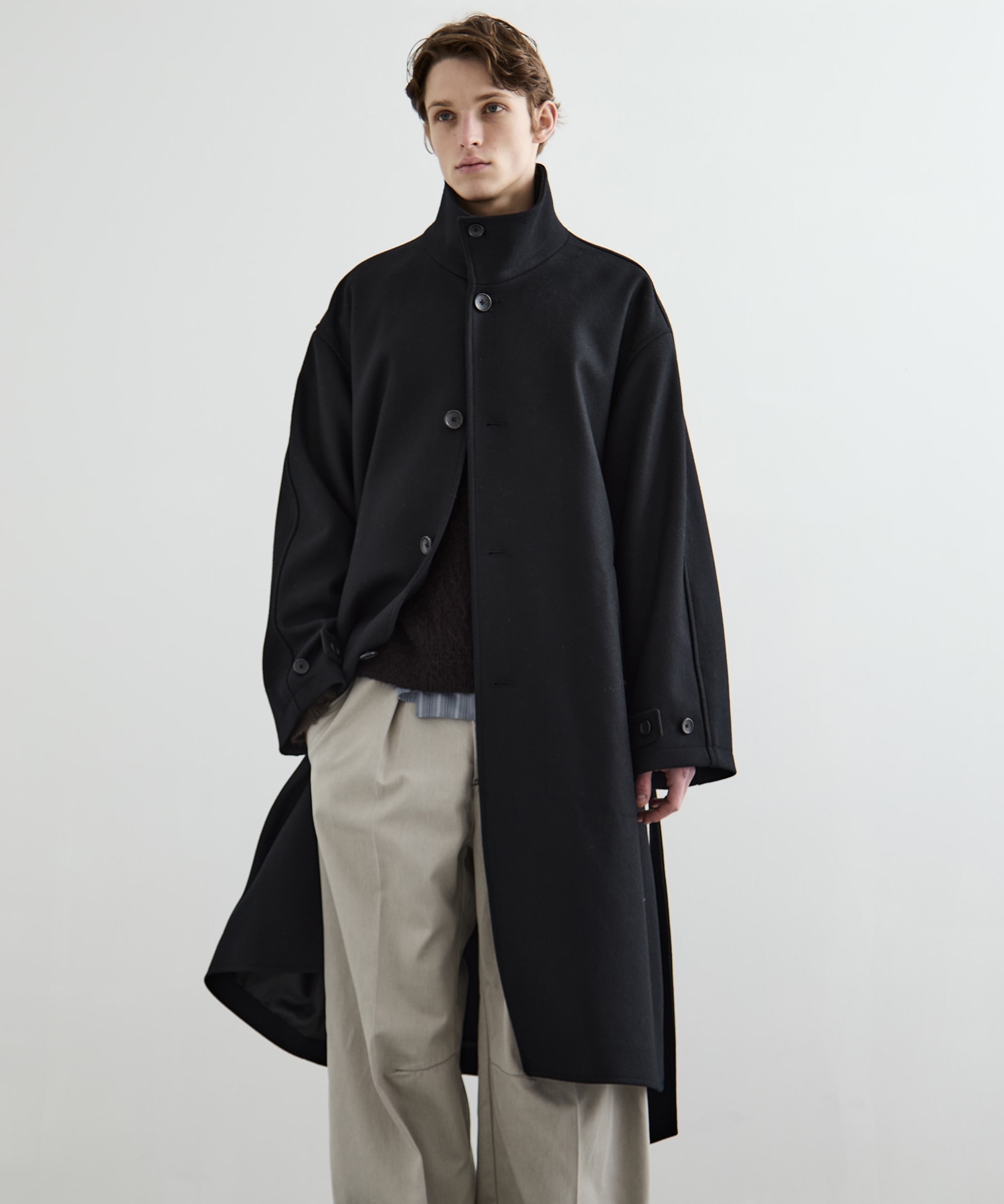 Super140sメルトンスタンドコート