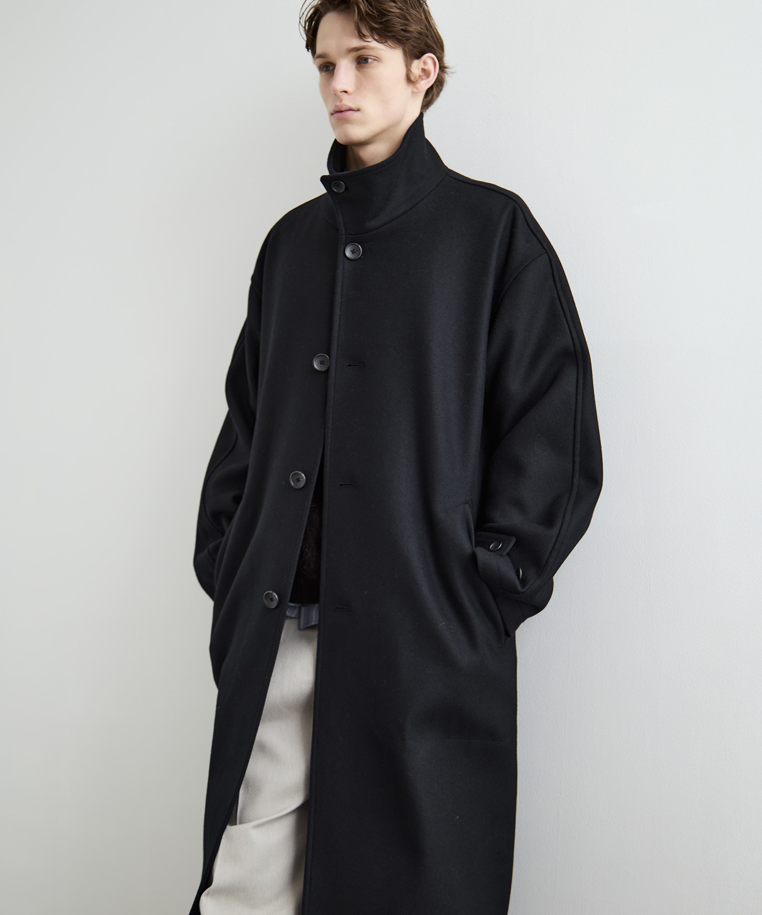 Super140sメルトンスタンドコート