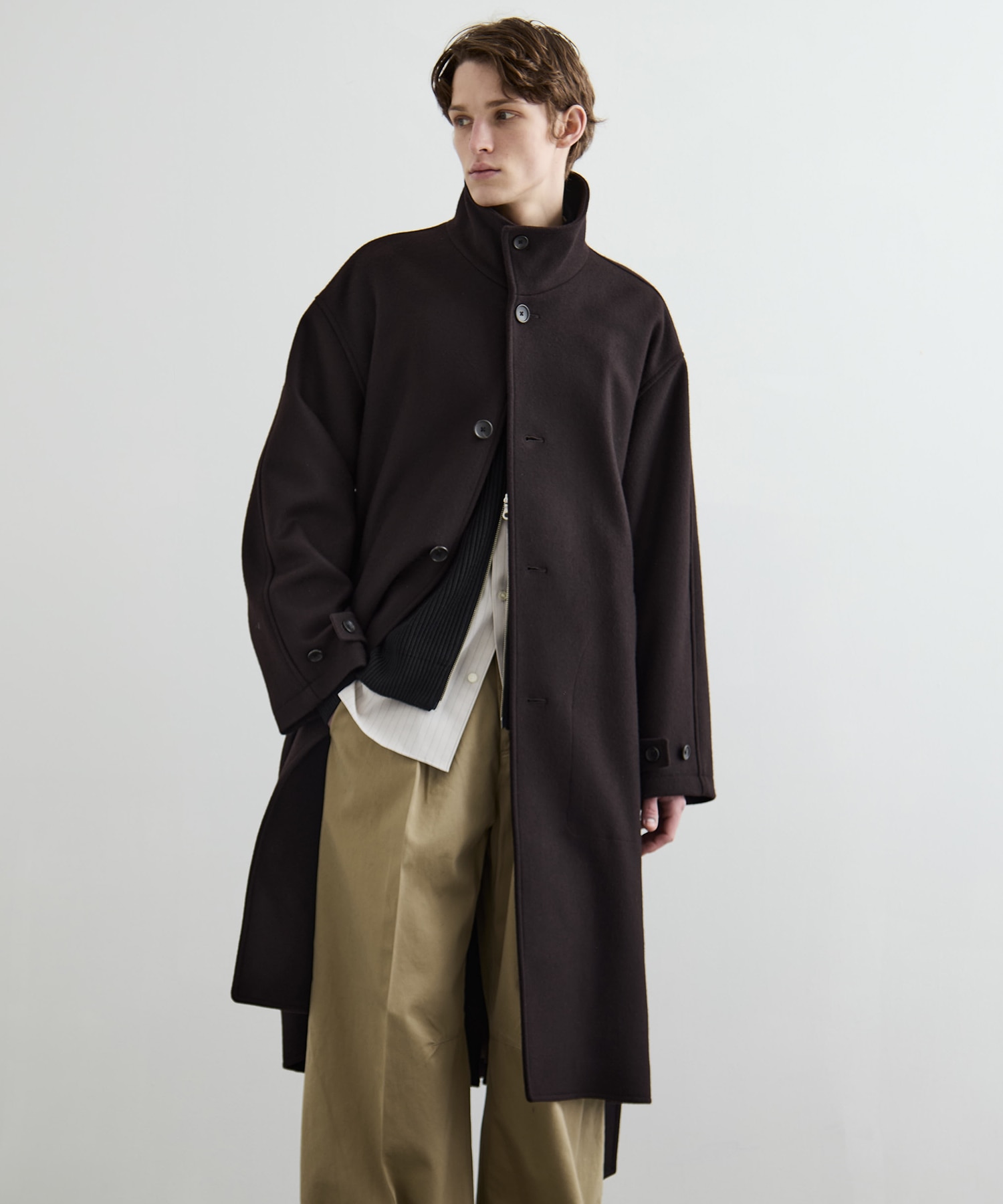 Super140sメルトンスタンドコート