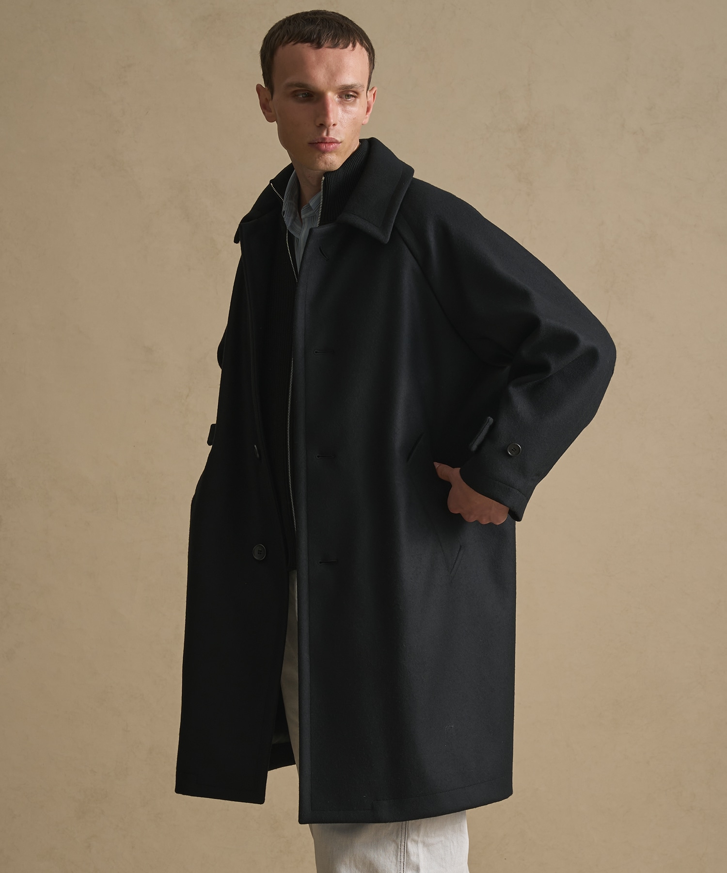 Super140s メルトンオーバーサイズバルカラーコート