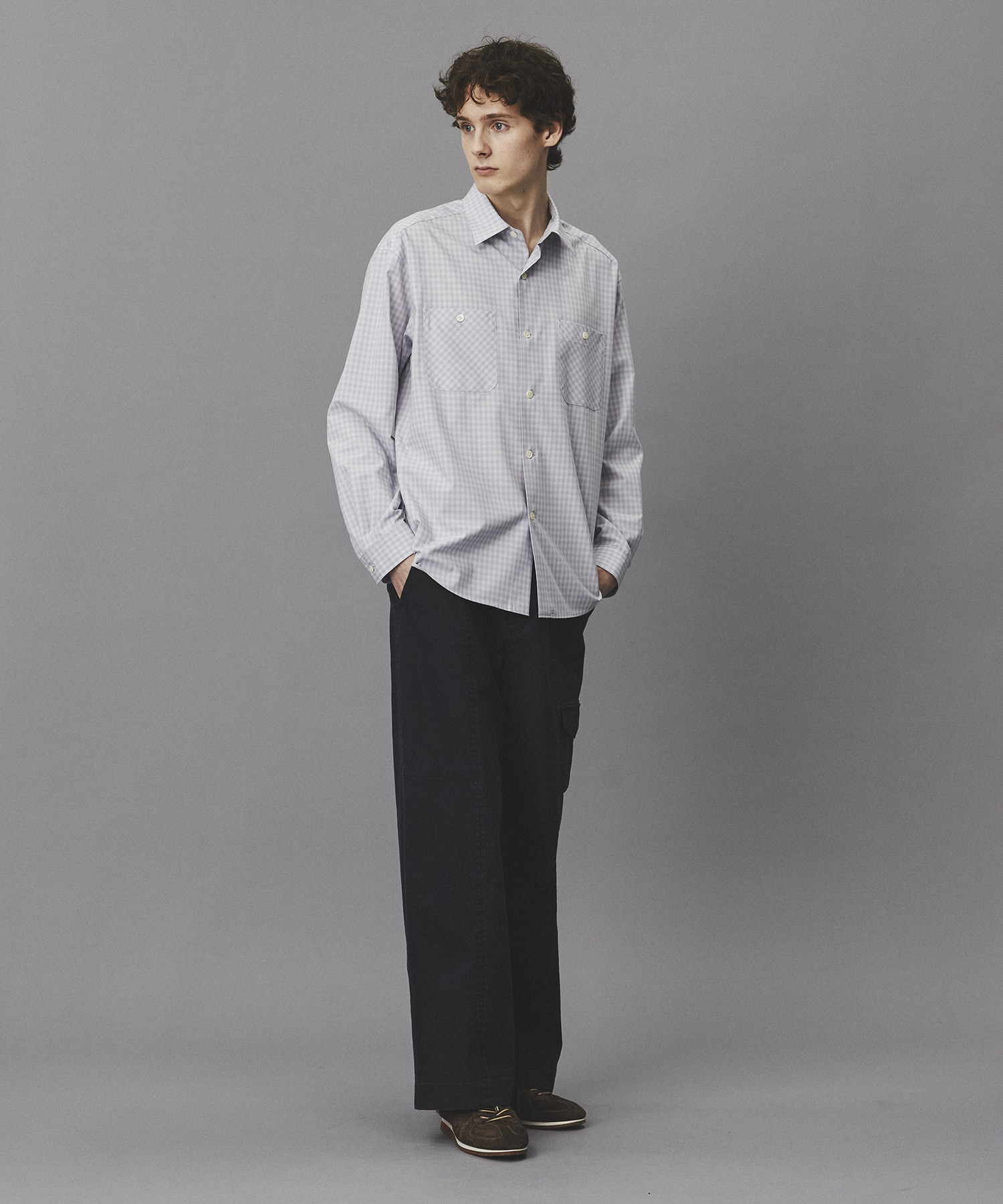 オンブレチェックレーヨンシャツ