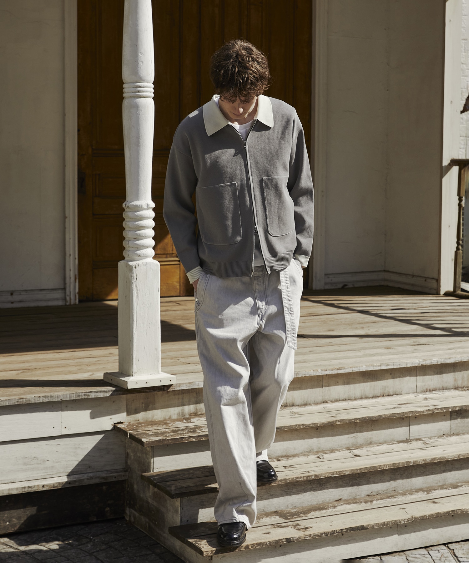 ジップビッグポケットポロカーデ