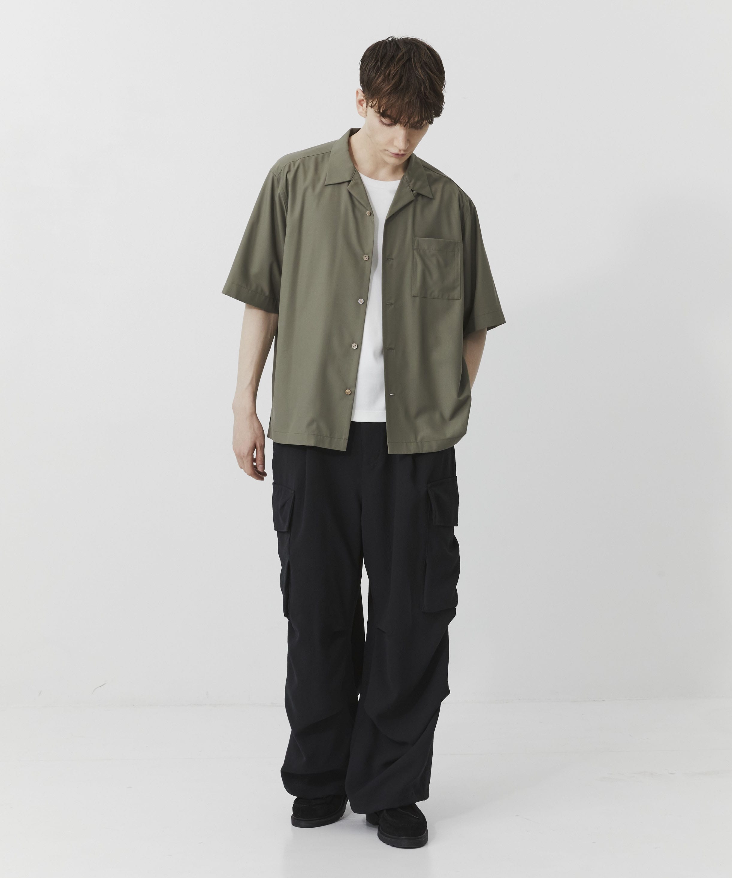 シルキータッチオープンカラーシャツ