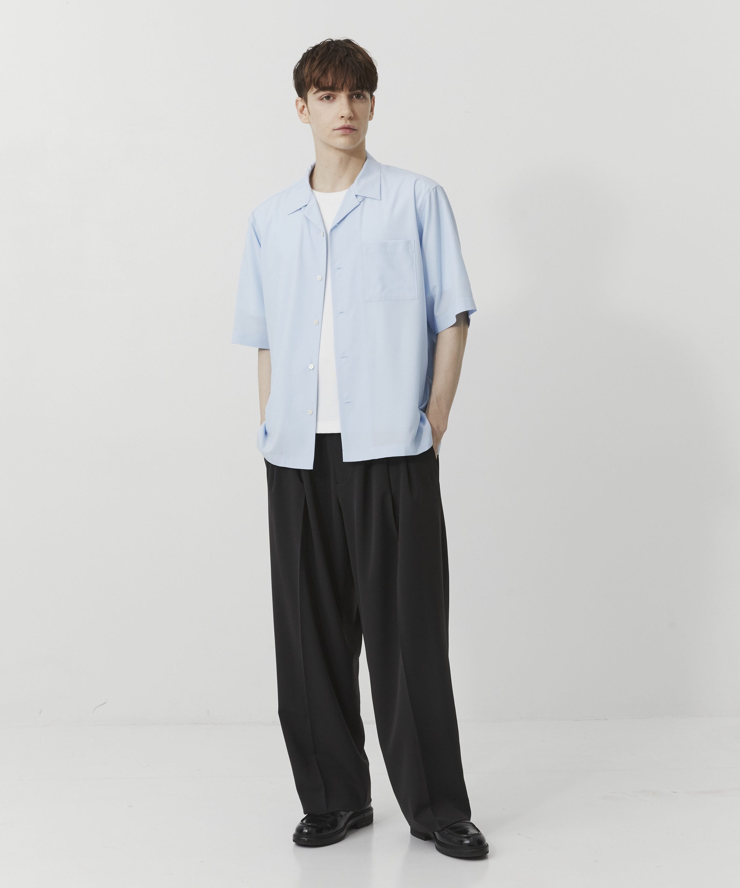 シルキータッチオープンカラーシャツ