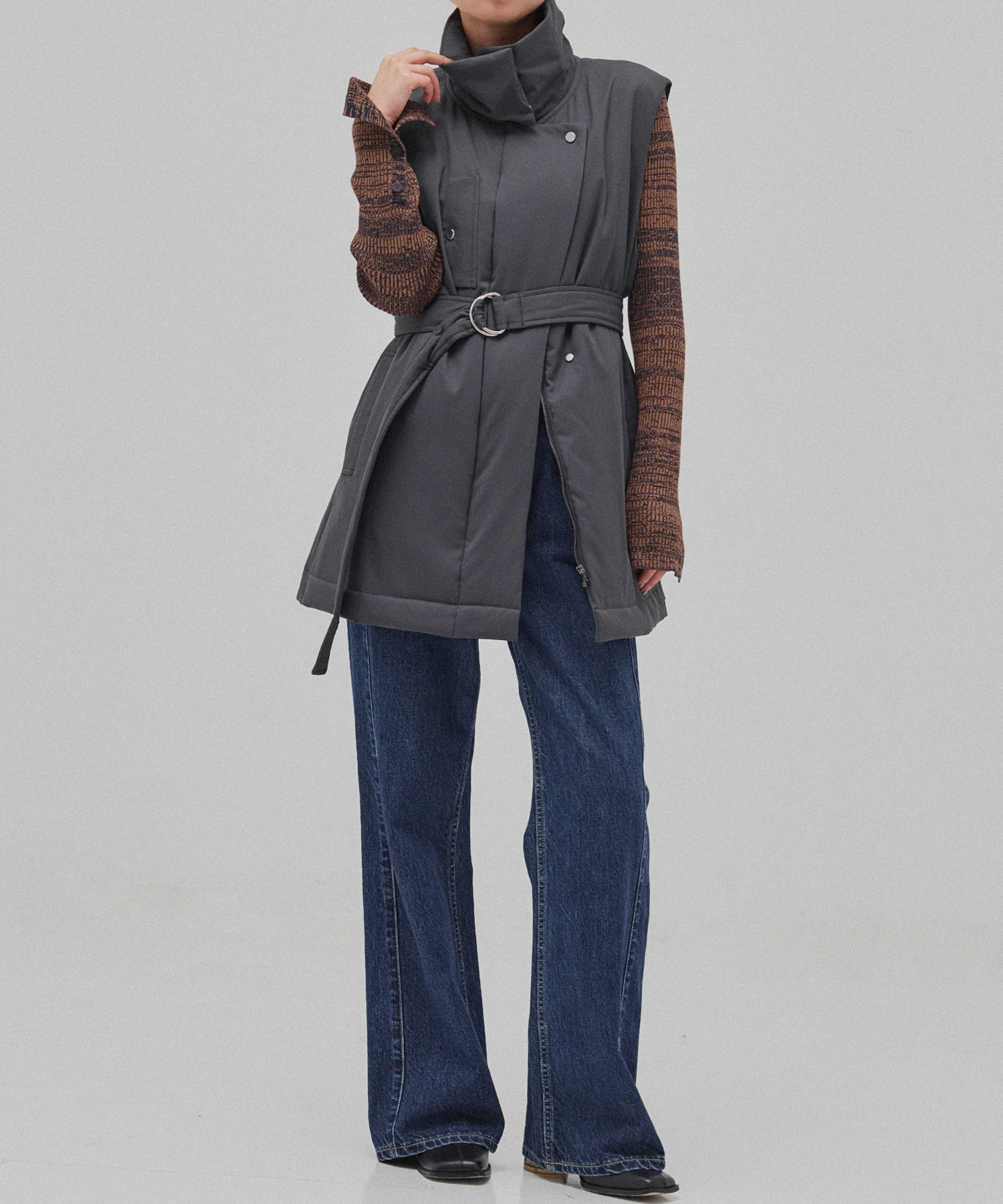 キルティングスタンドカラージレ