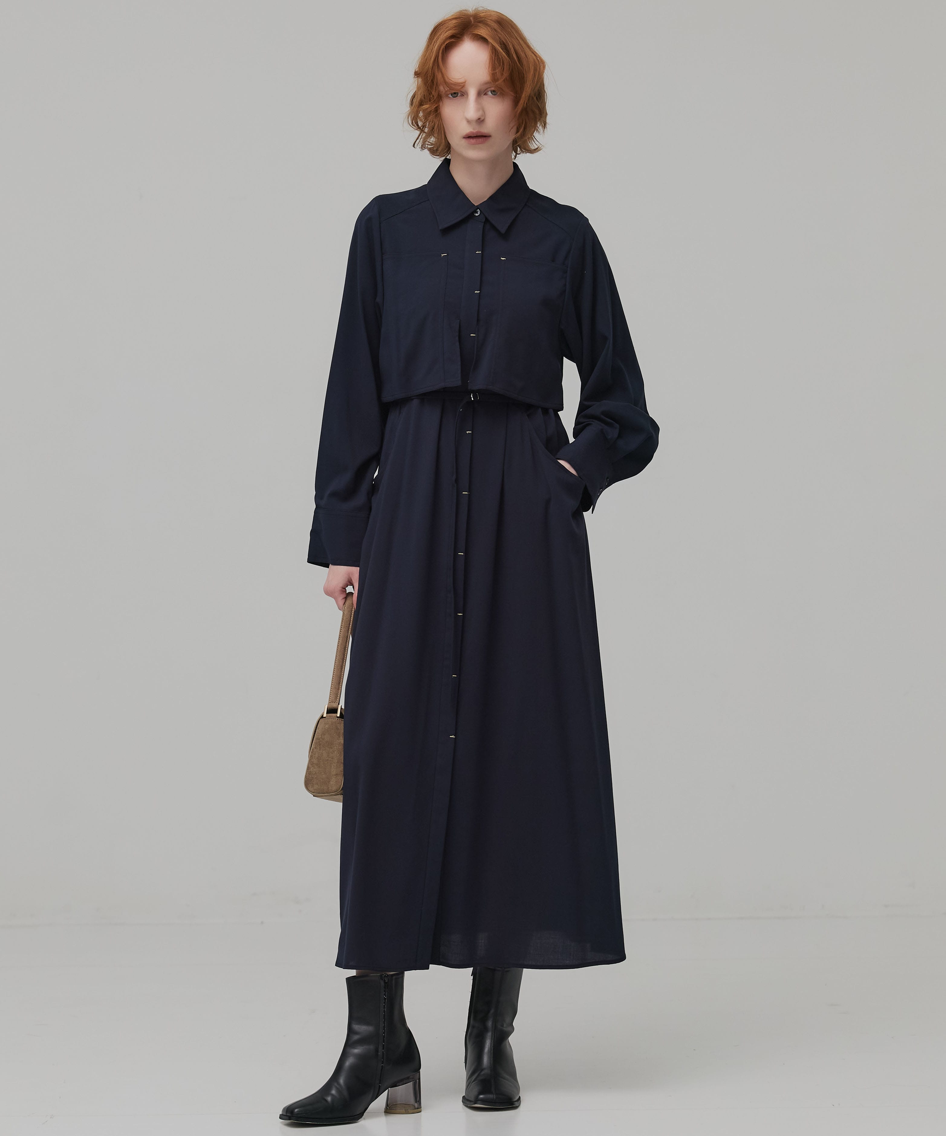 スイッチポケットシャツワンピ