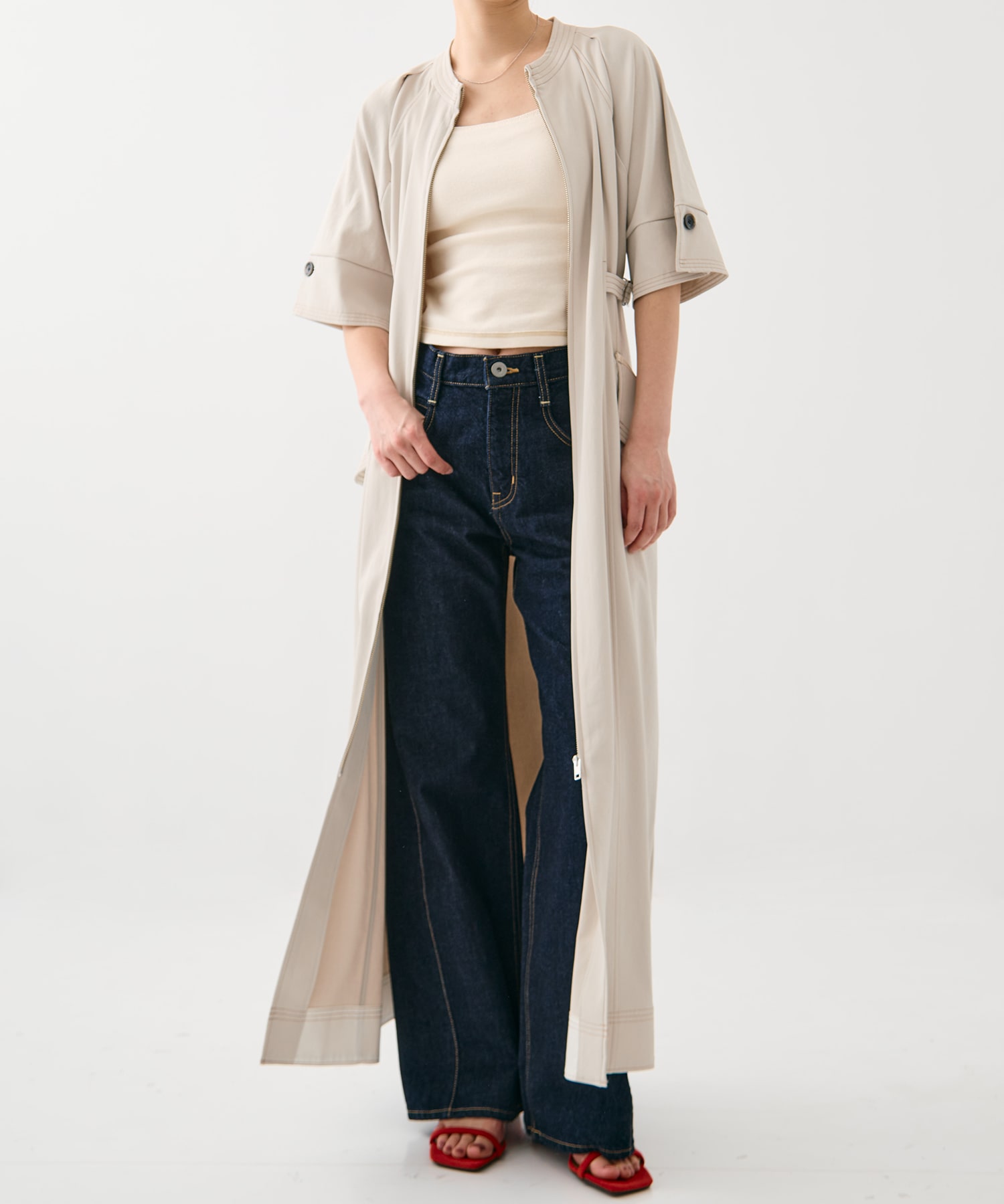 スタンドオープンシャツワンピース