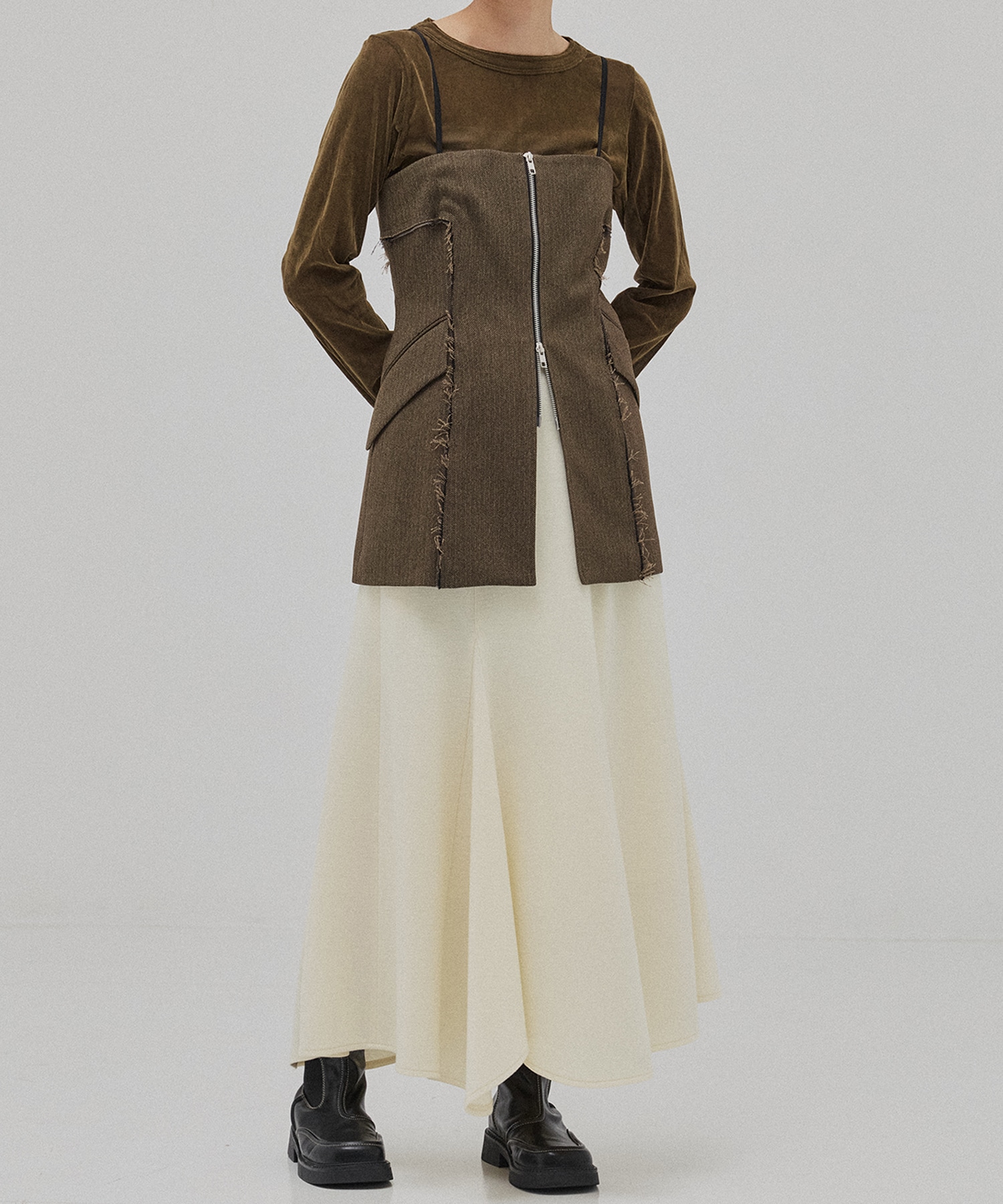 へリンボンカットオフビスチェ