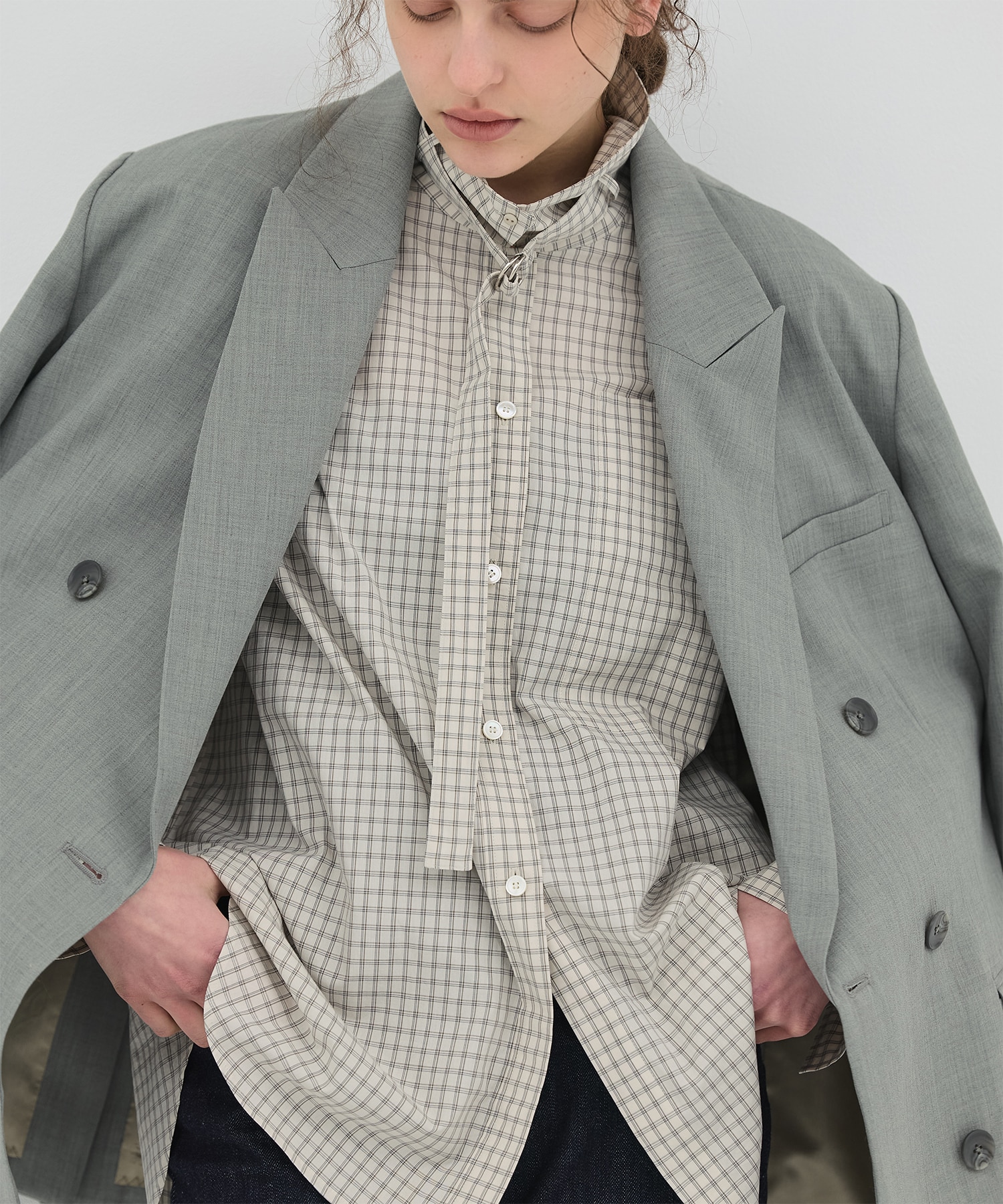 【再入荷｜残り2点】ミニチェックスタンドカラーシャツ