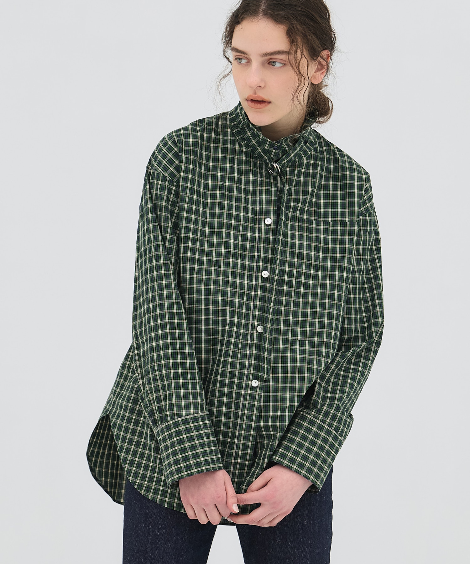 【再入荷|残り1点】ミニチェックスタンドカラーシャツ