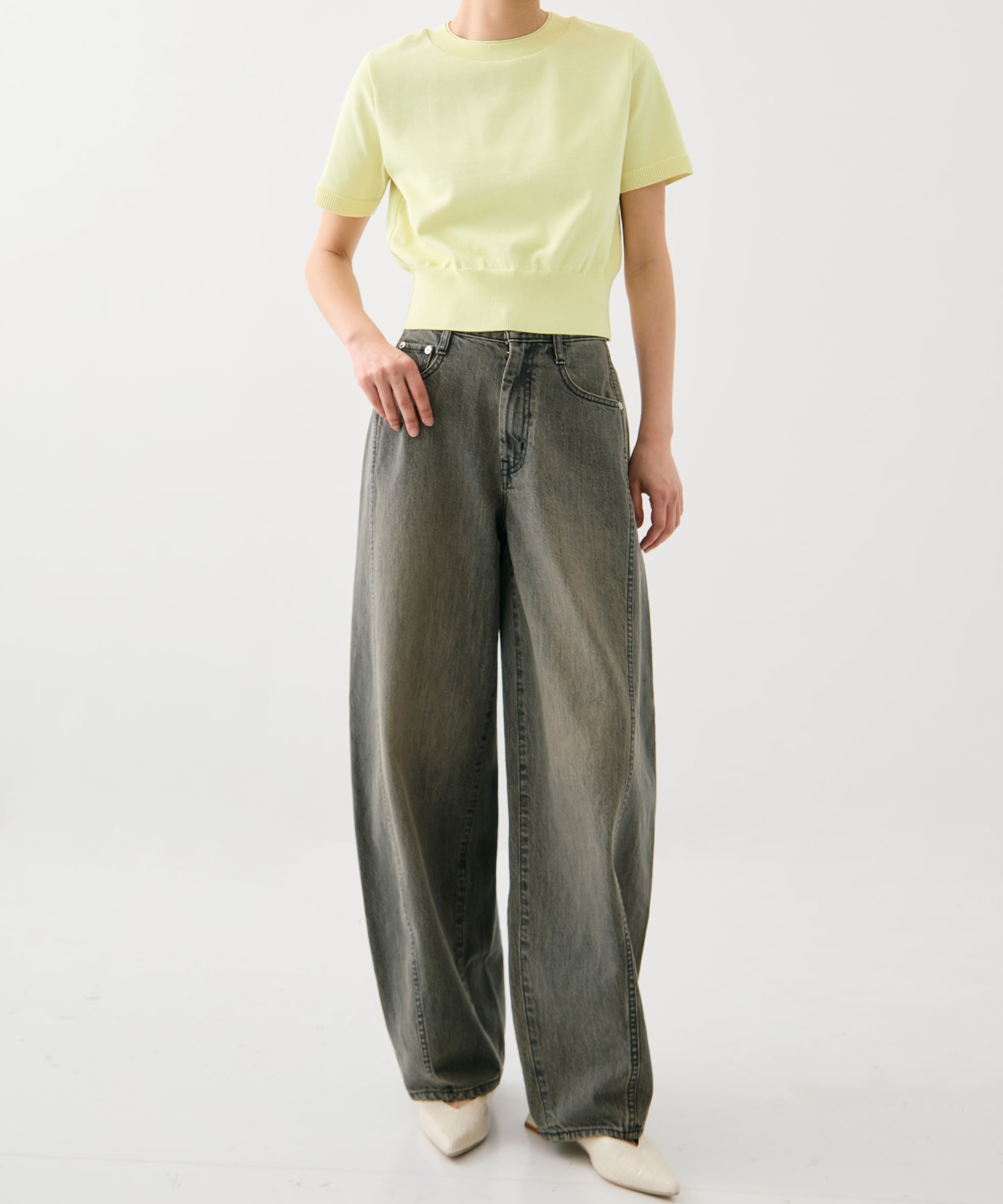 コットンハーフスリーブニット