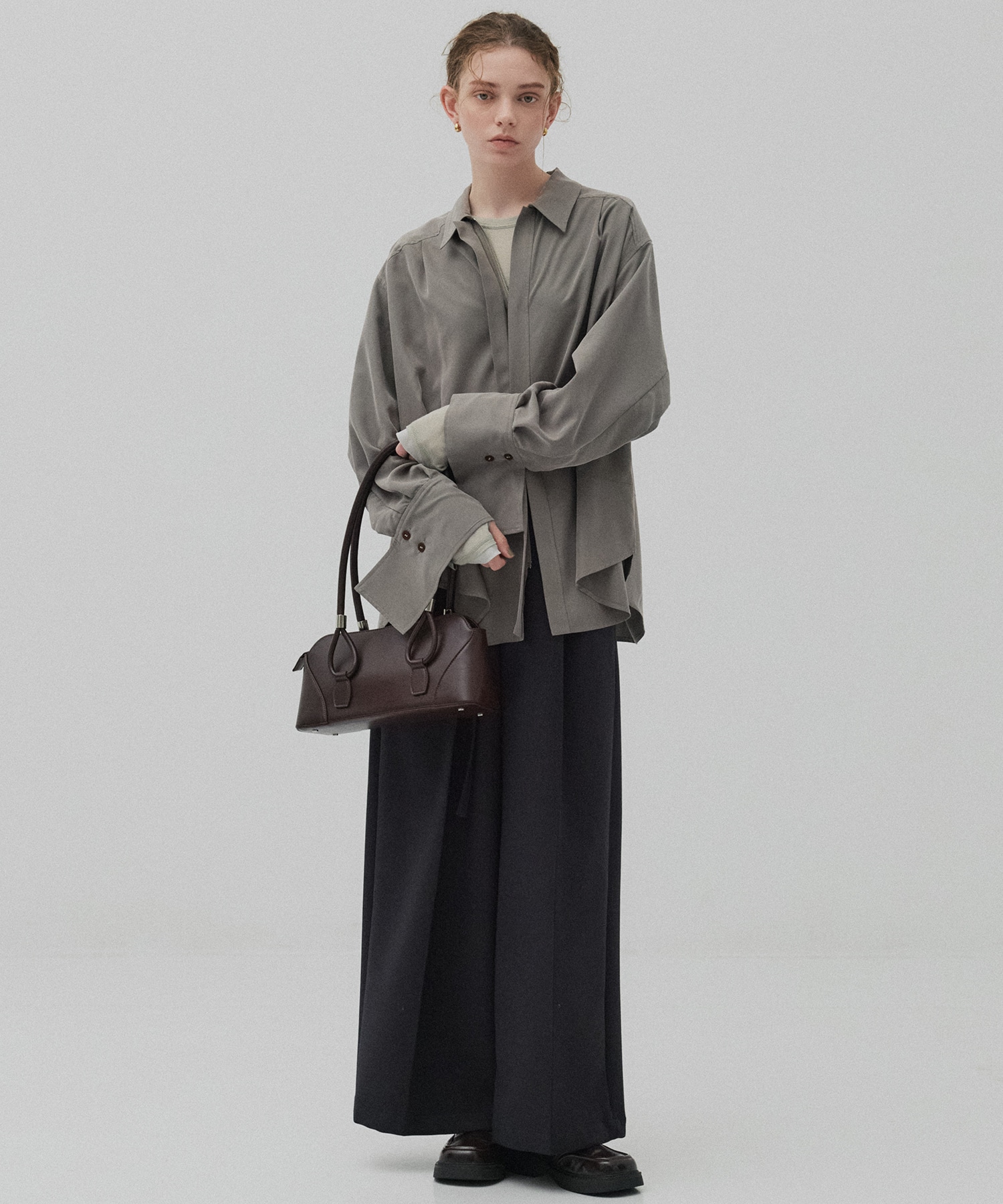 ジップアップオーバーシャツ