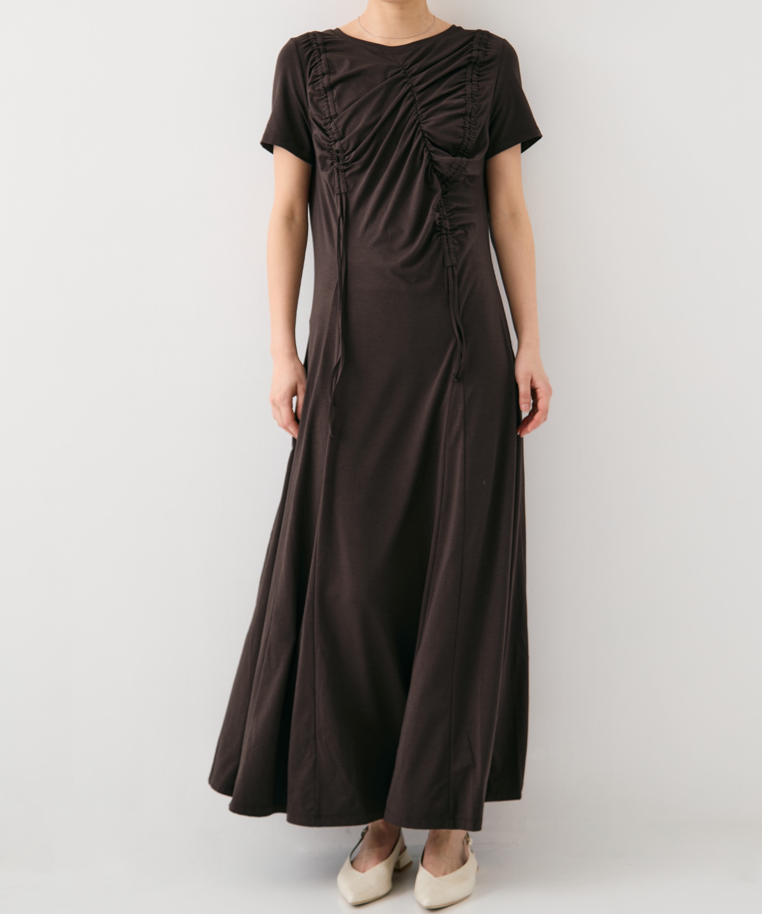 ギャザードレープカットソーワンピ