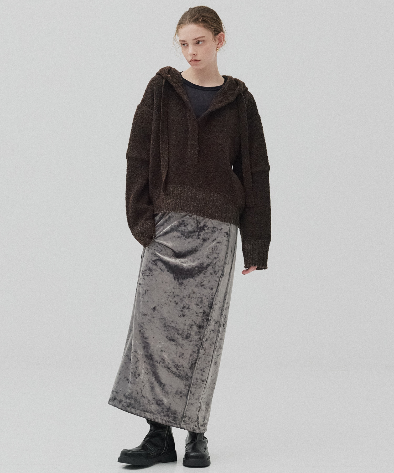 ルーズニットフーディ