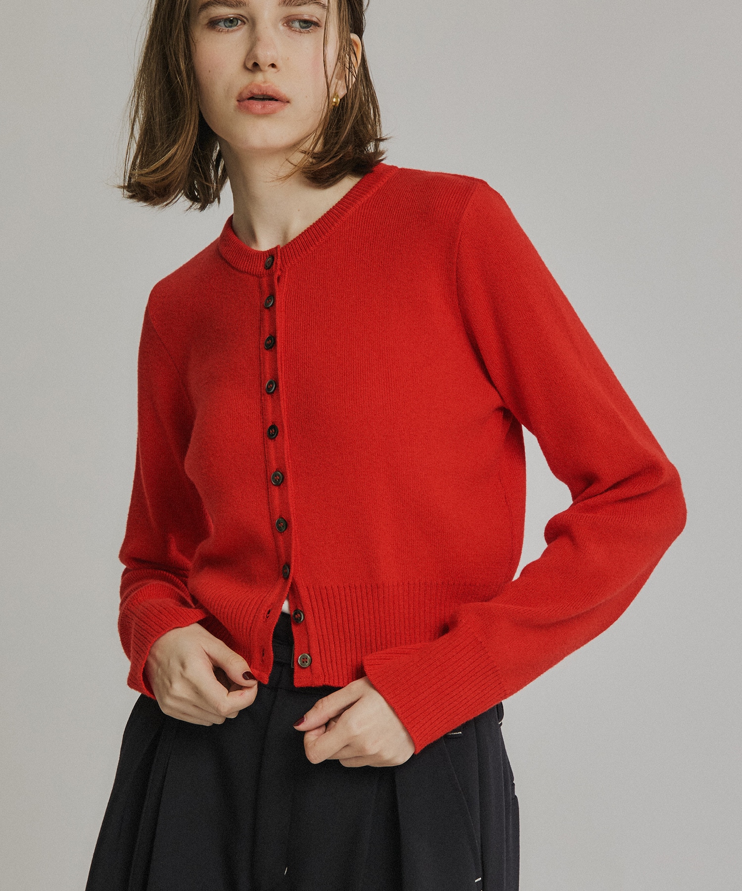 コットンカシミヤクルーカーデ