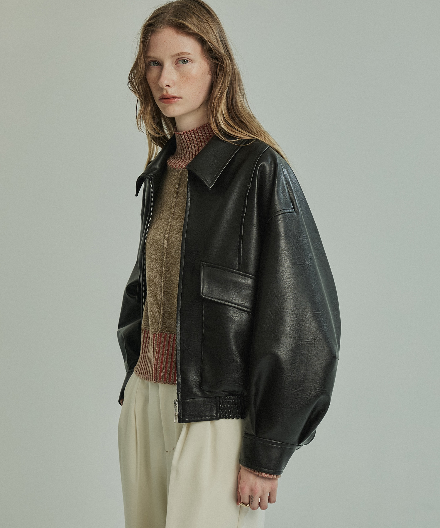 フローヨークレザーブルゾン