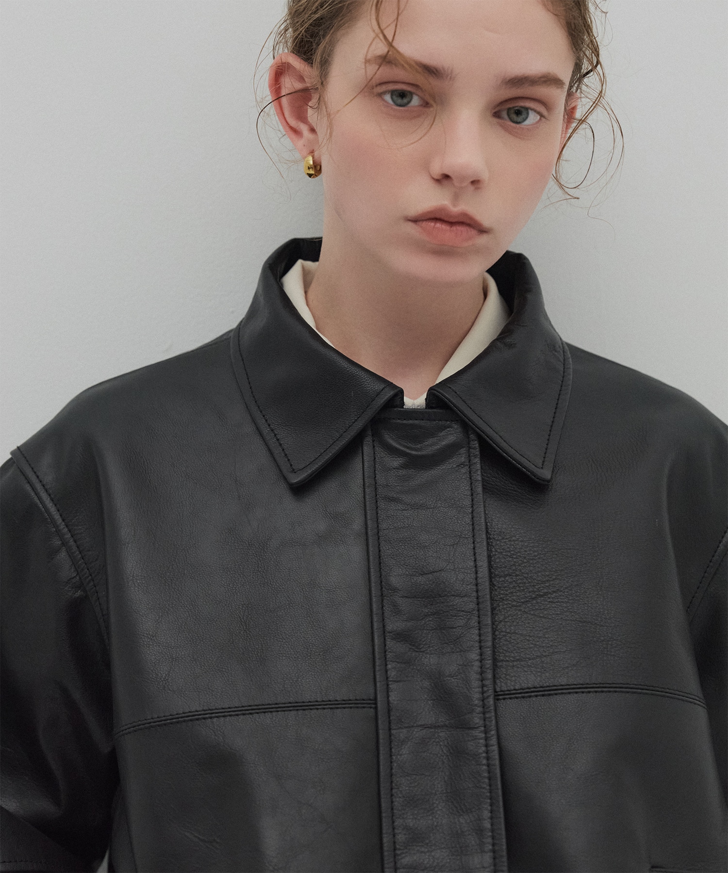 カーフレザーボクシージャケット