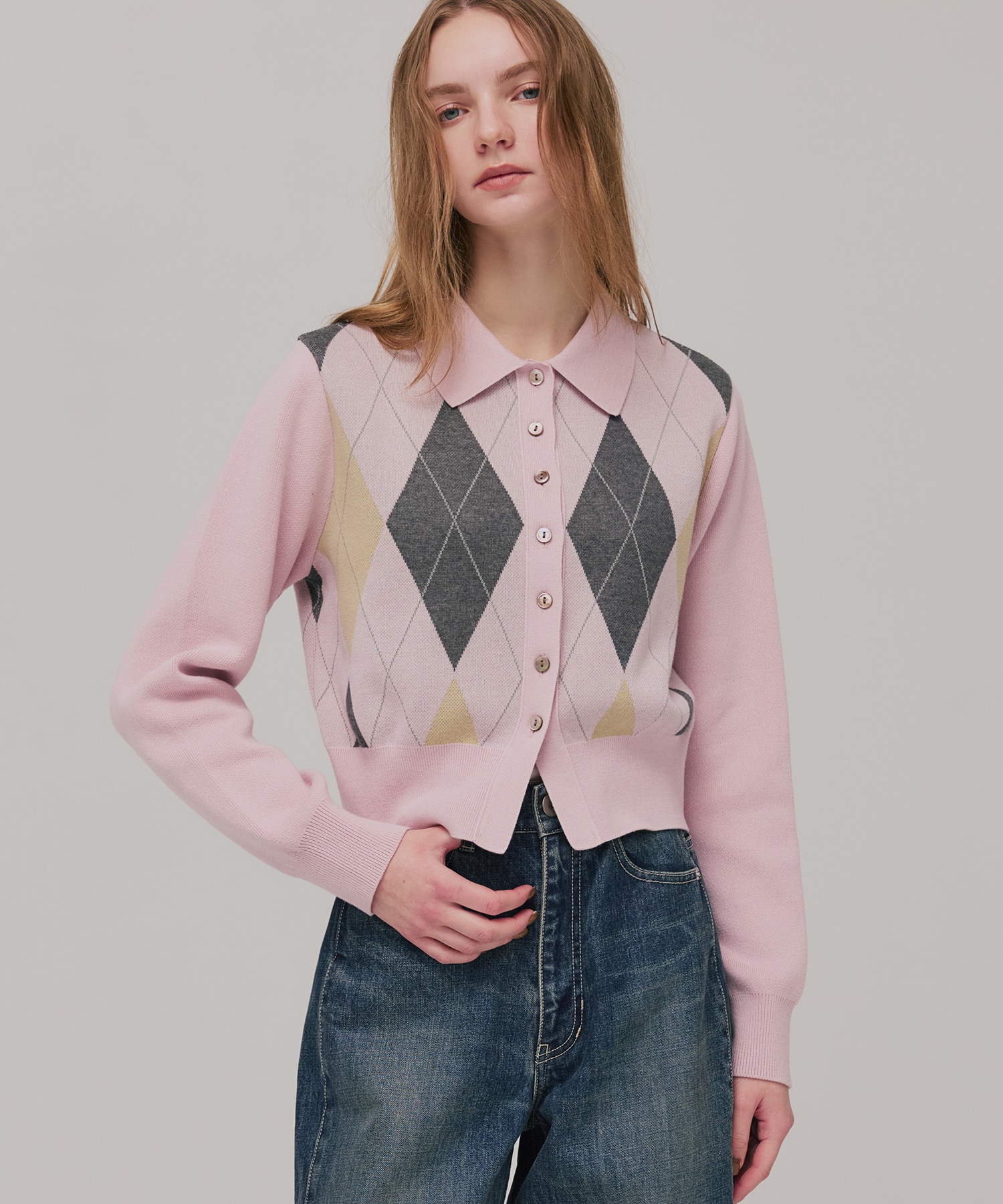 アーガイルショートカーディガン