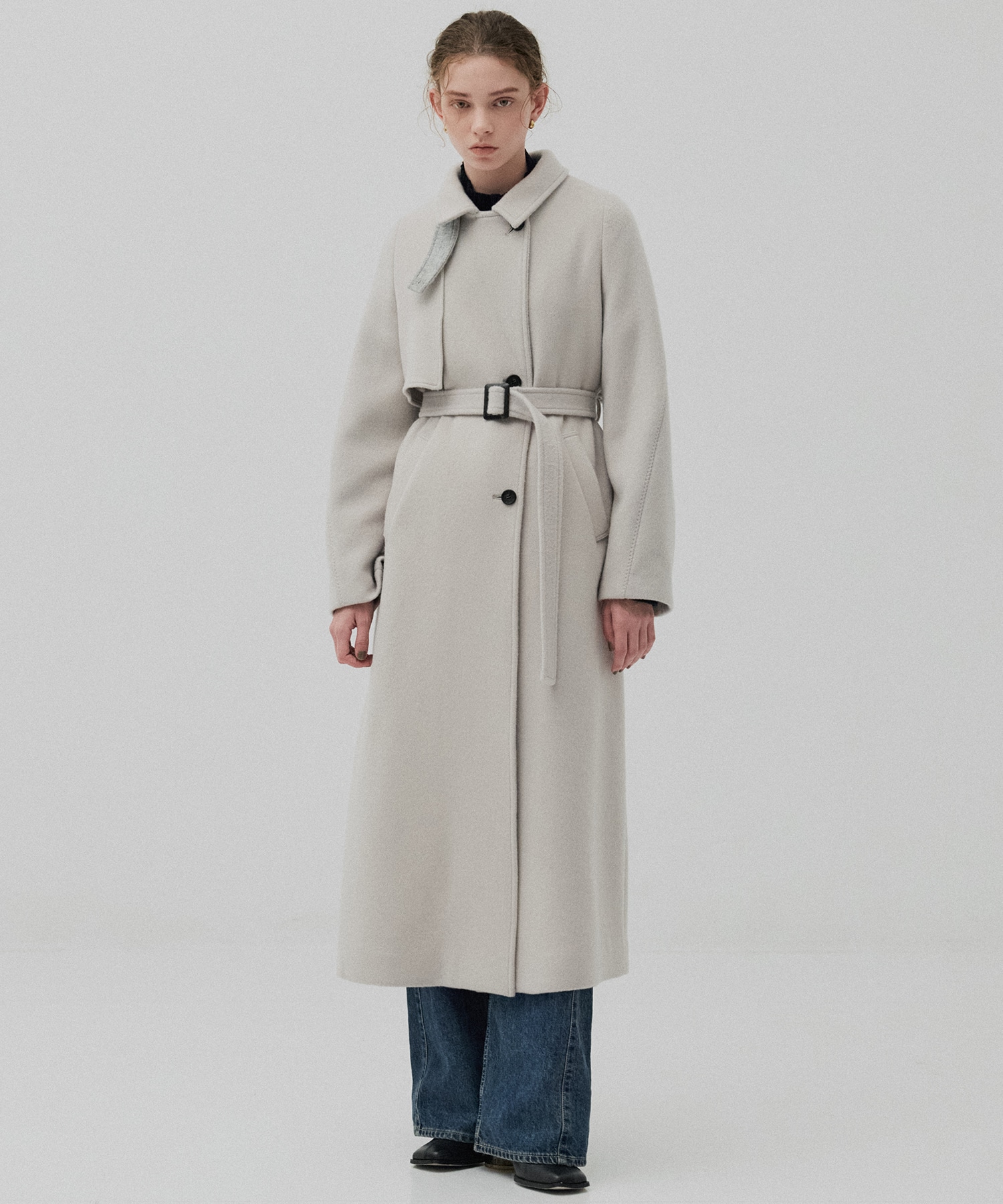 SUPER140アシメオーバーヨークコート