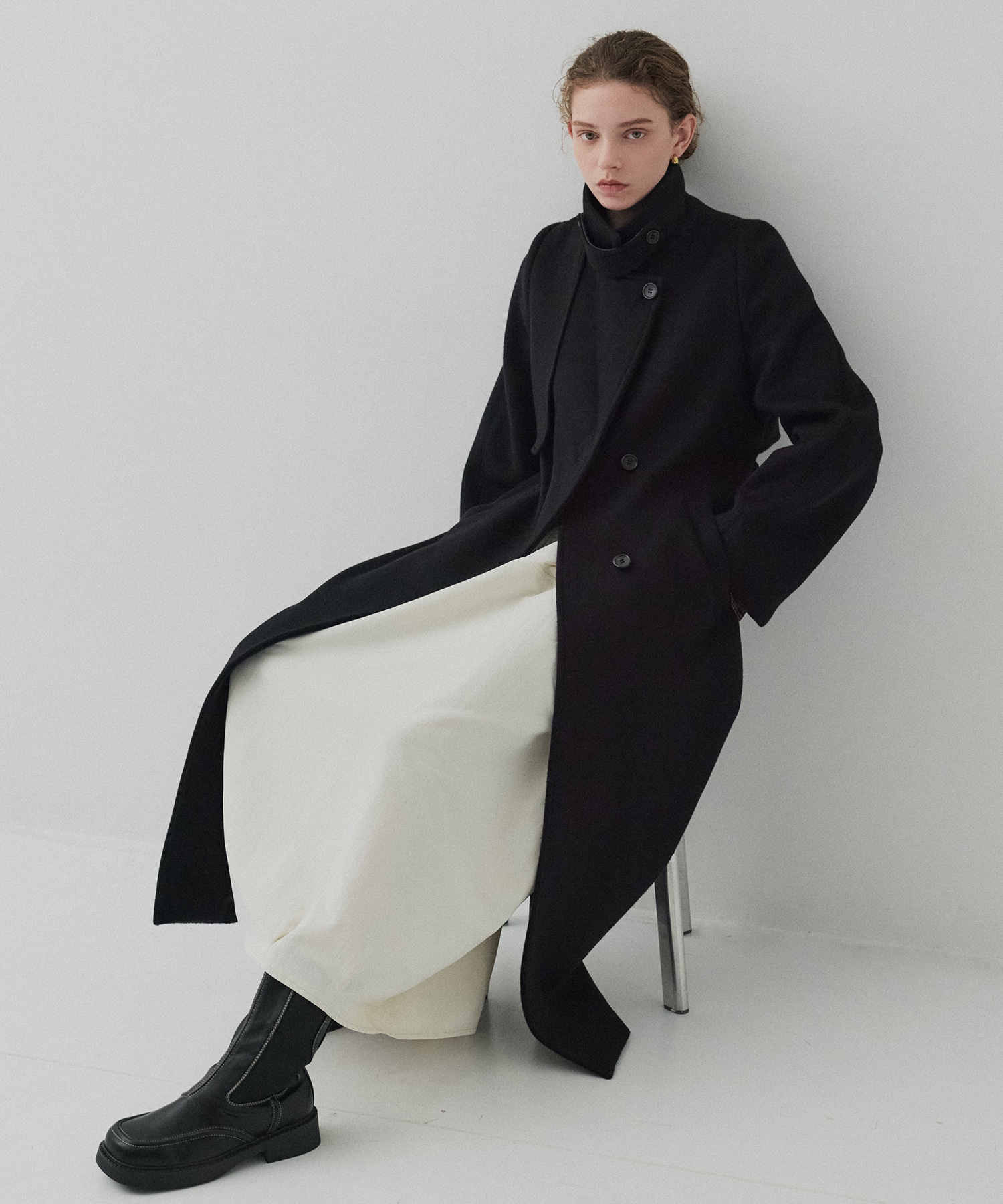 SUPER140アシメオーバーヨークコート