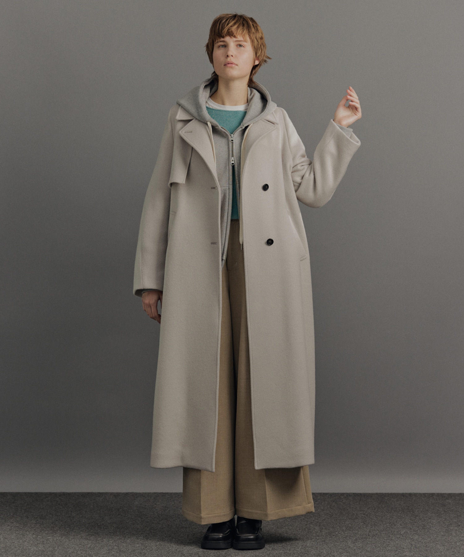 SUPER140アシメオーバーヨークコート