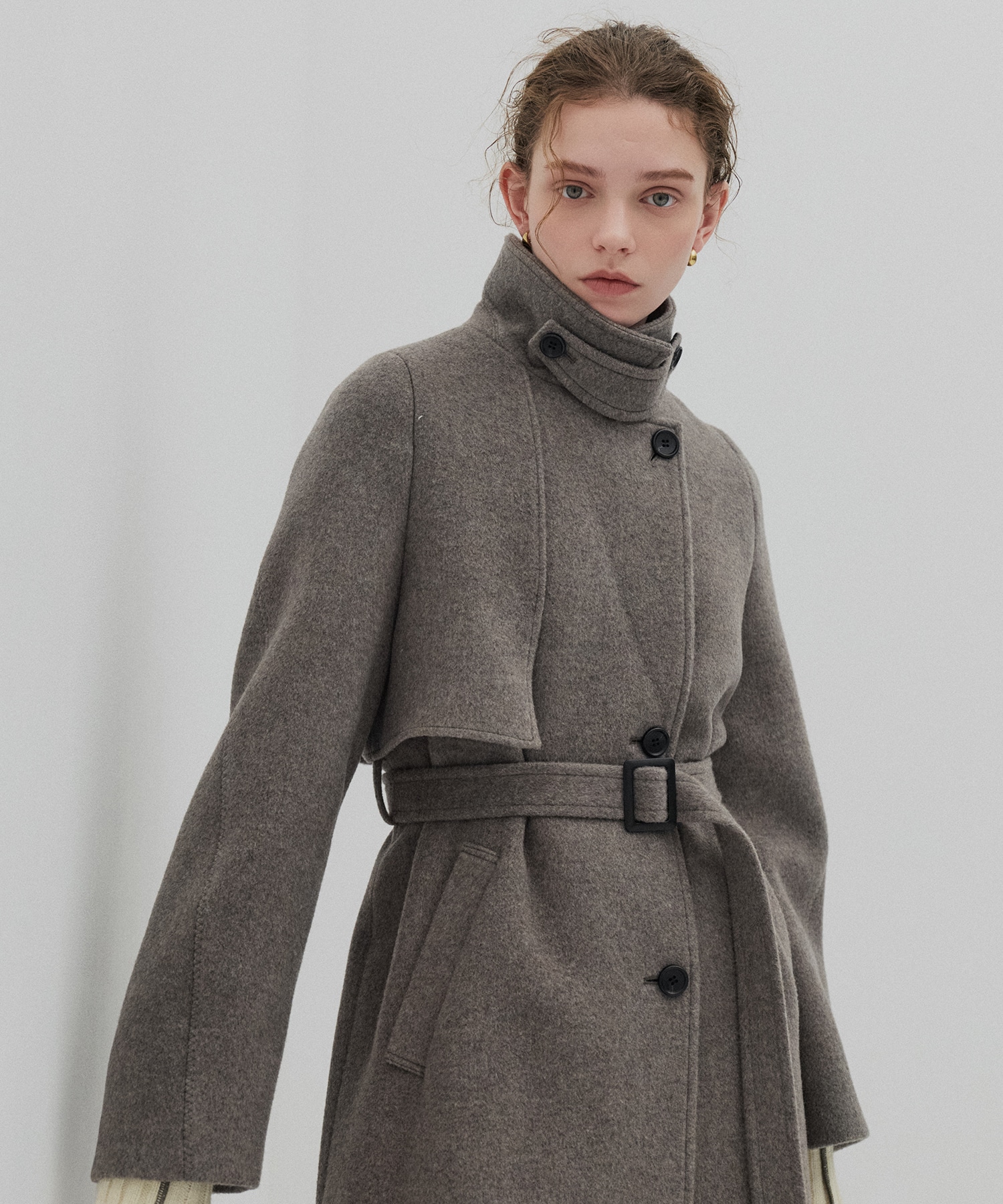 PUBLIC TOKYO アシメオーバーヨークコート　グレー LAMBSアシメオーバーヨークコート(1 GREY): : ウィメンズ｜PUBLIC