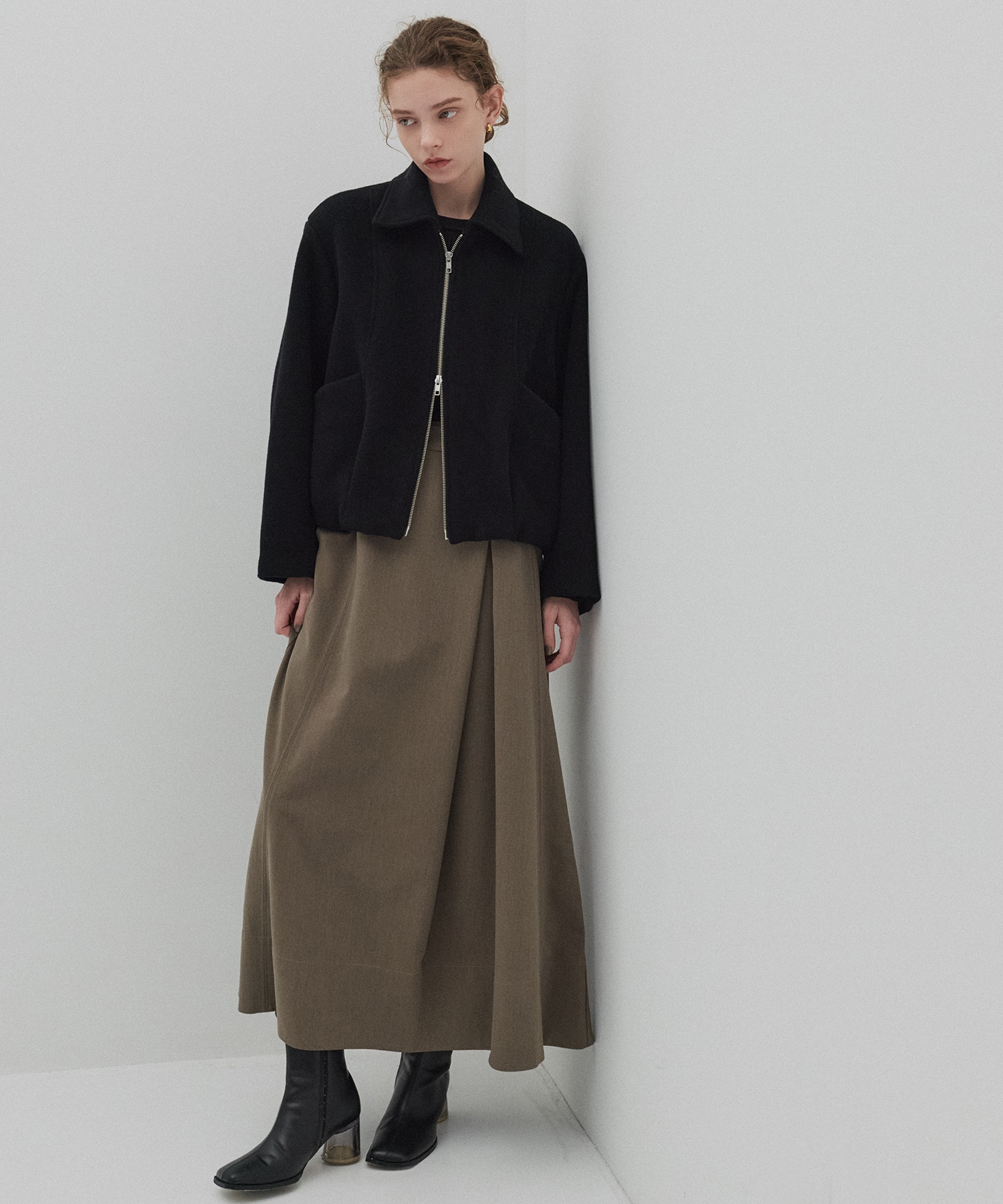 【再入荷】ウールジップタックショートコート