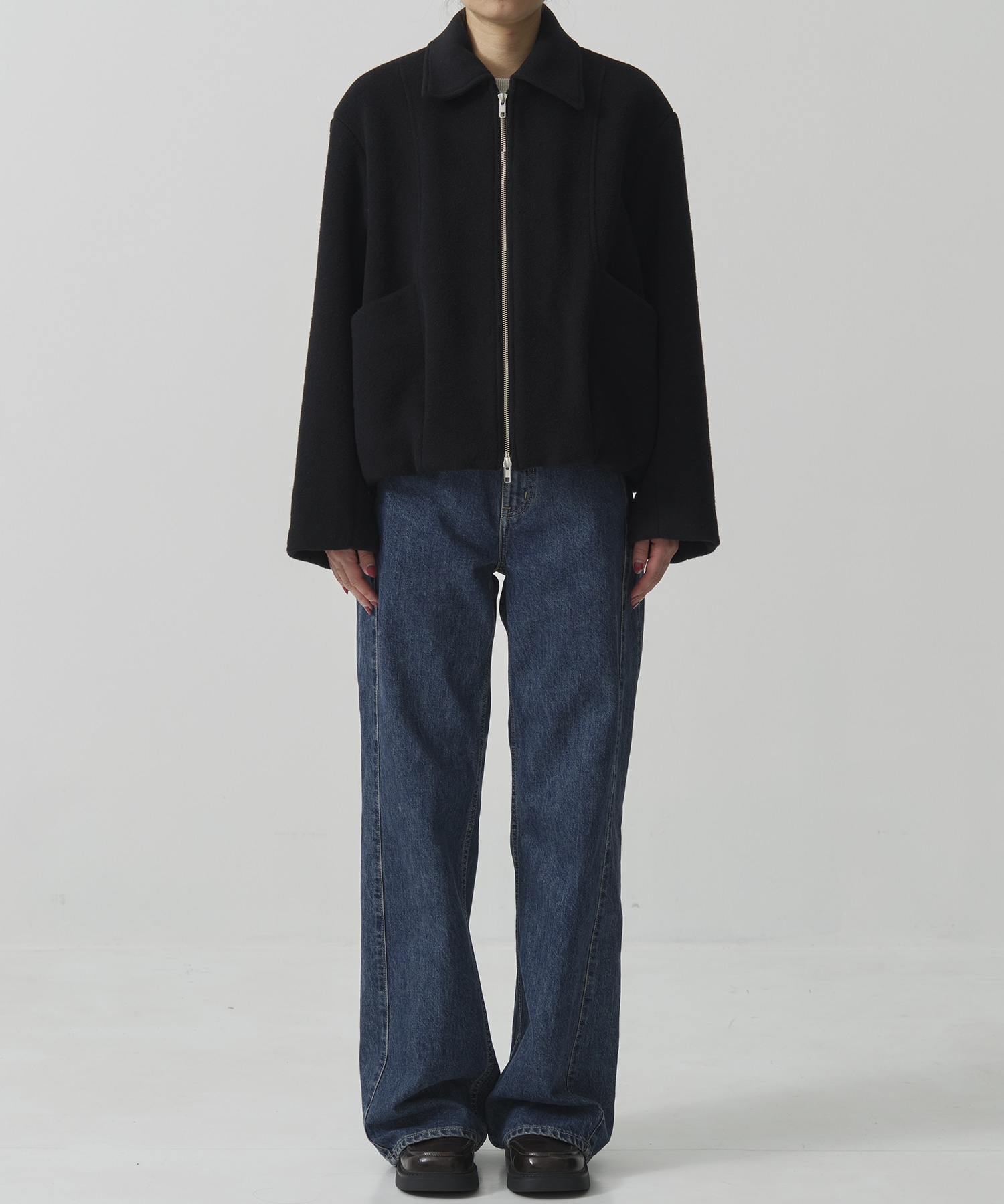 ウールジップタックショートコート