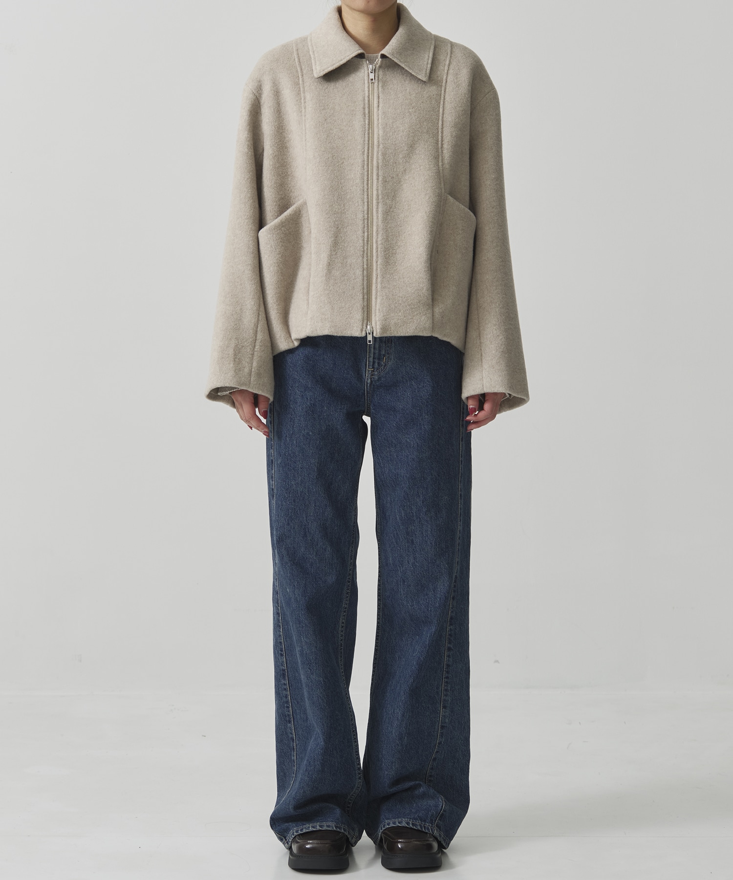 ウールジップタックショートコート