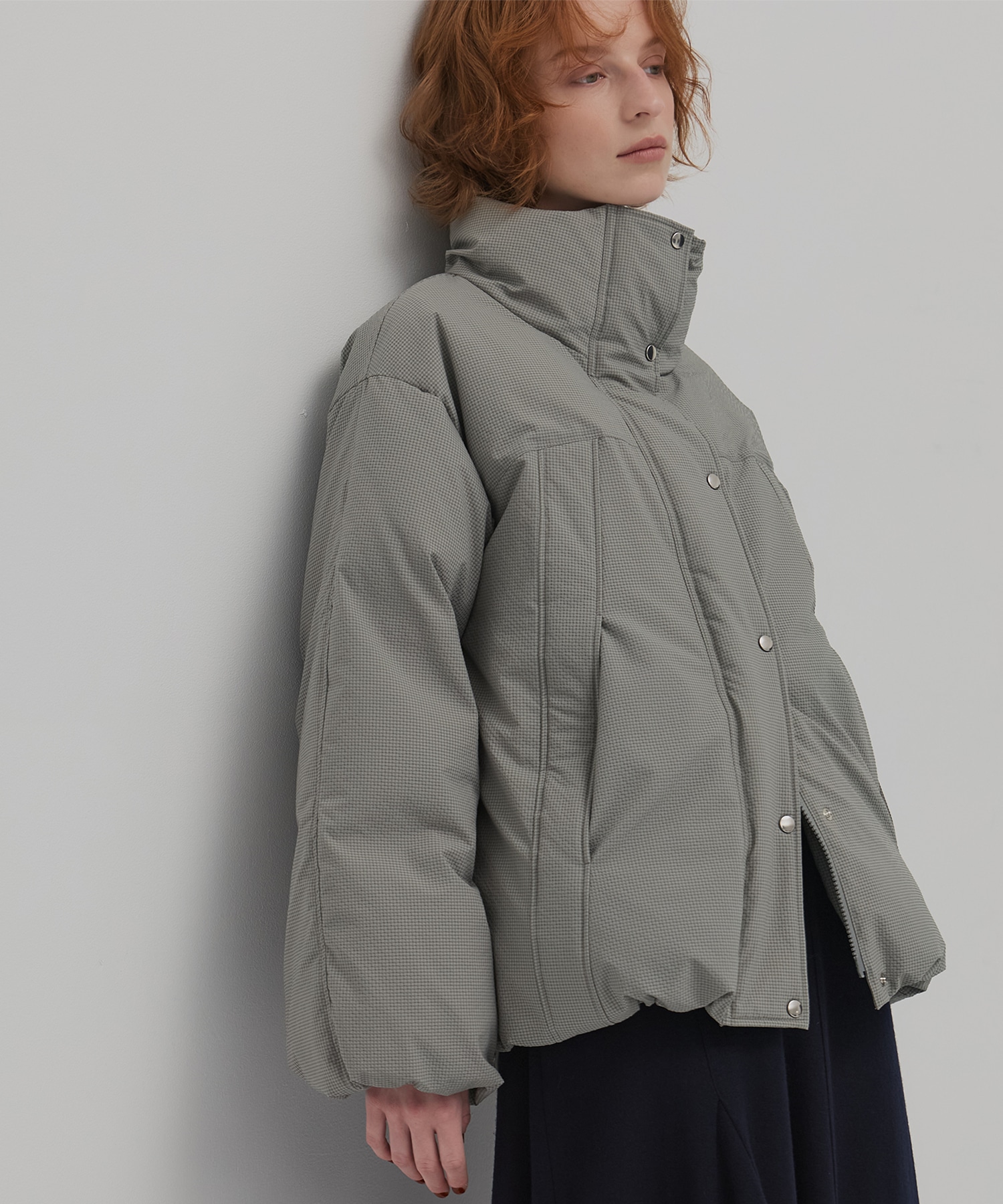 チェックモンスターダウンコート