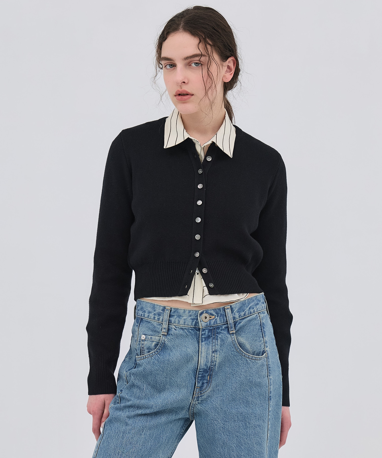 コットンシルククルーカーデ