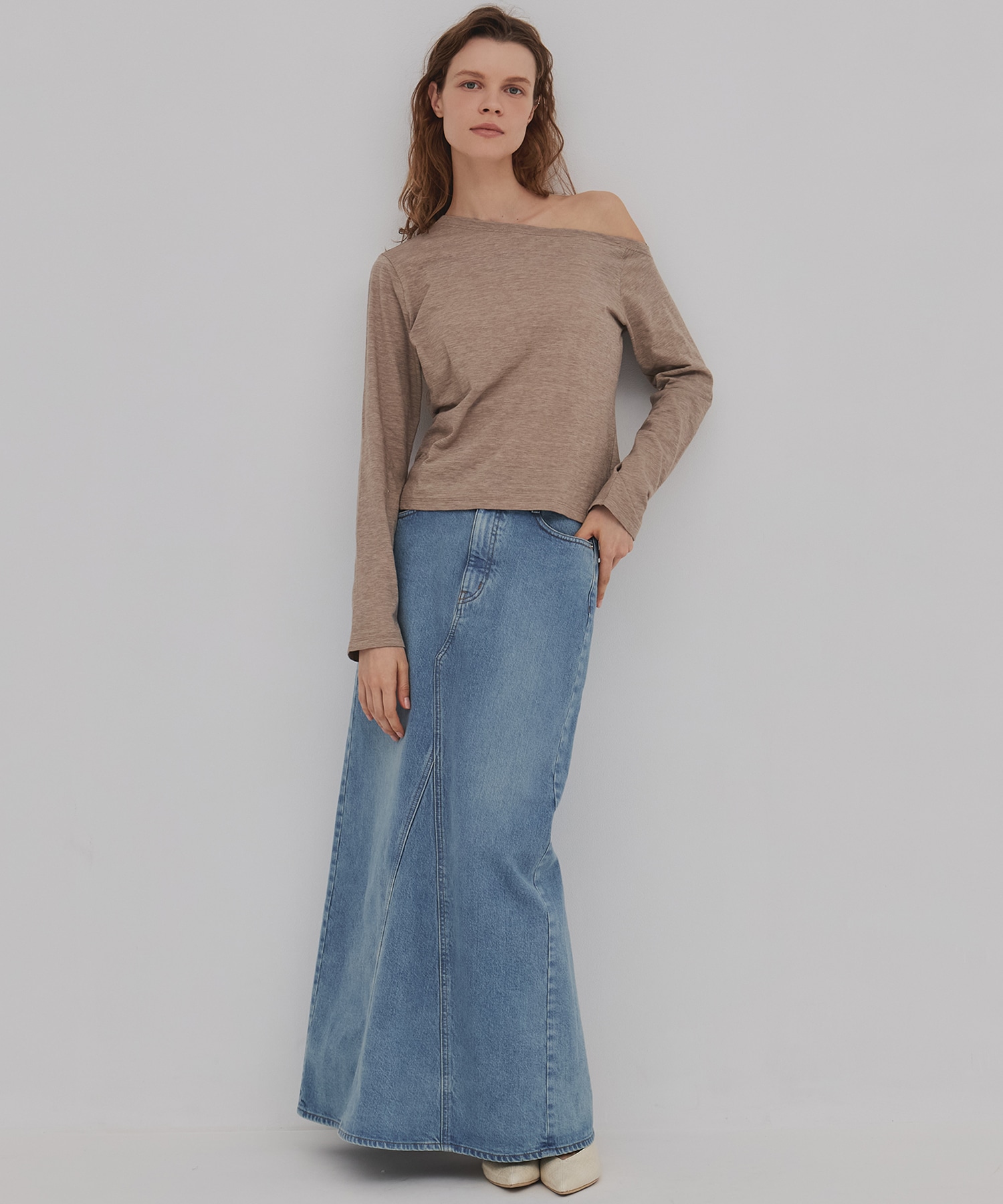 メランジワンショルダーTEE