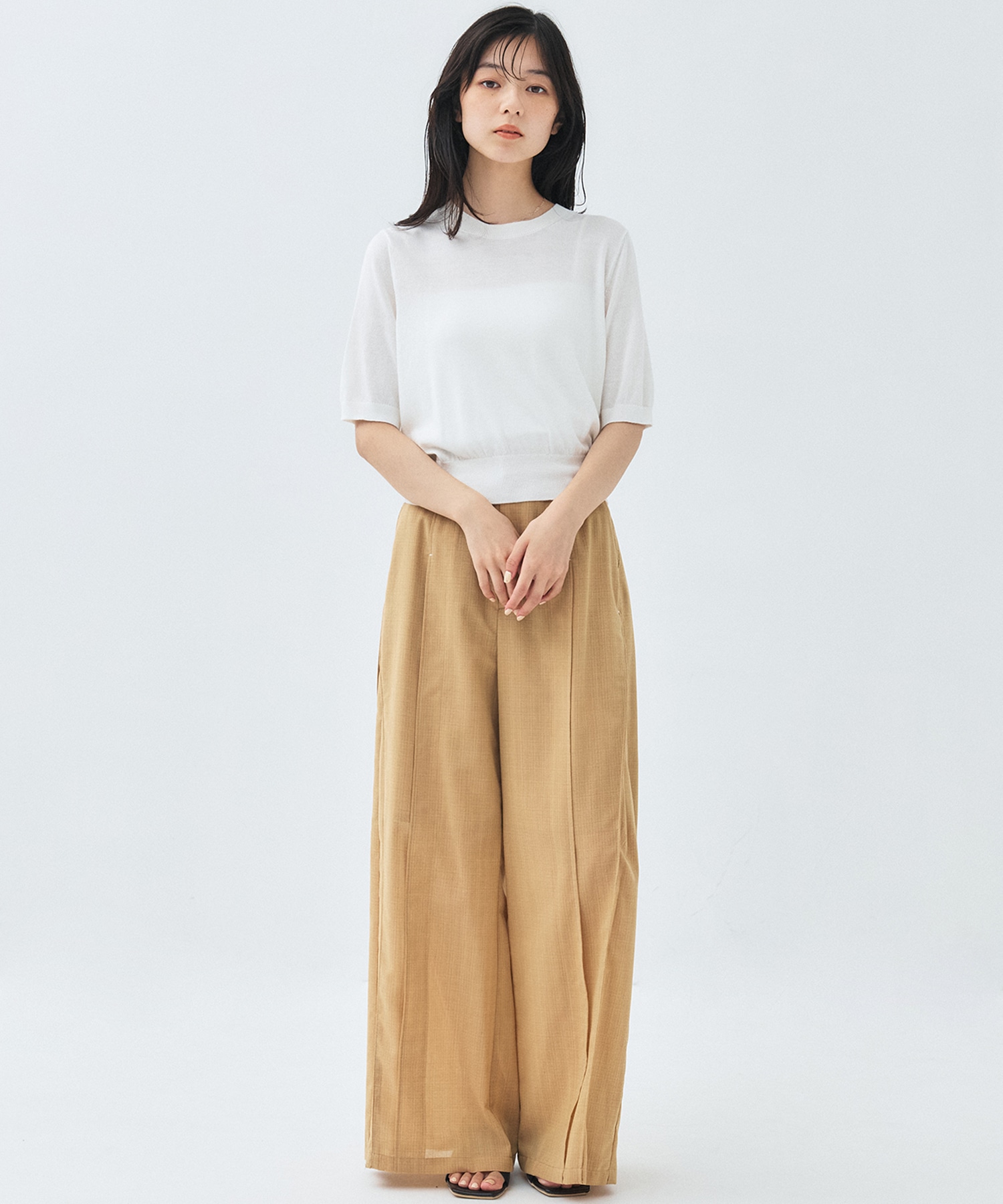 コットンシルクハーフスリーブニット